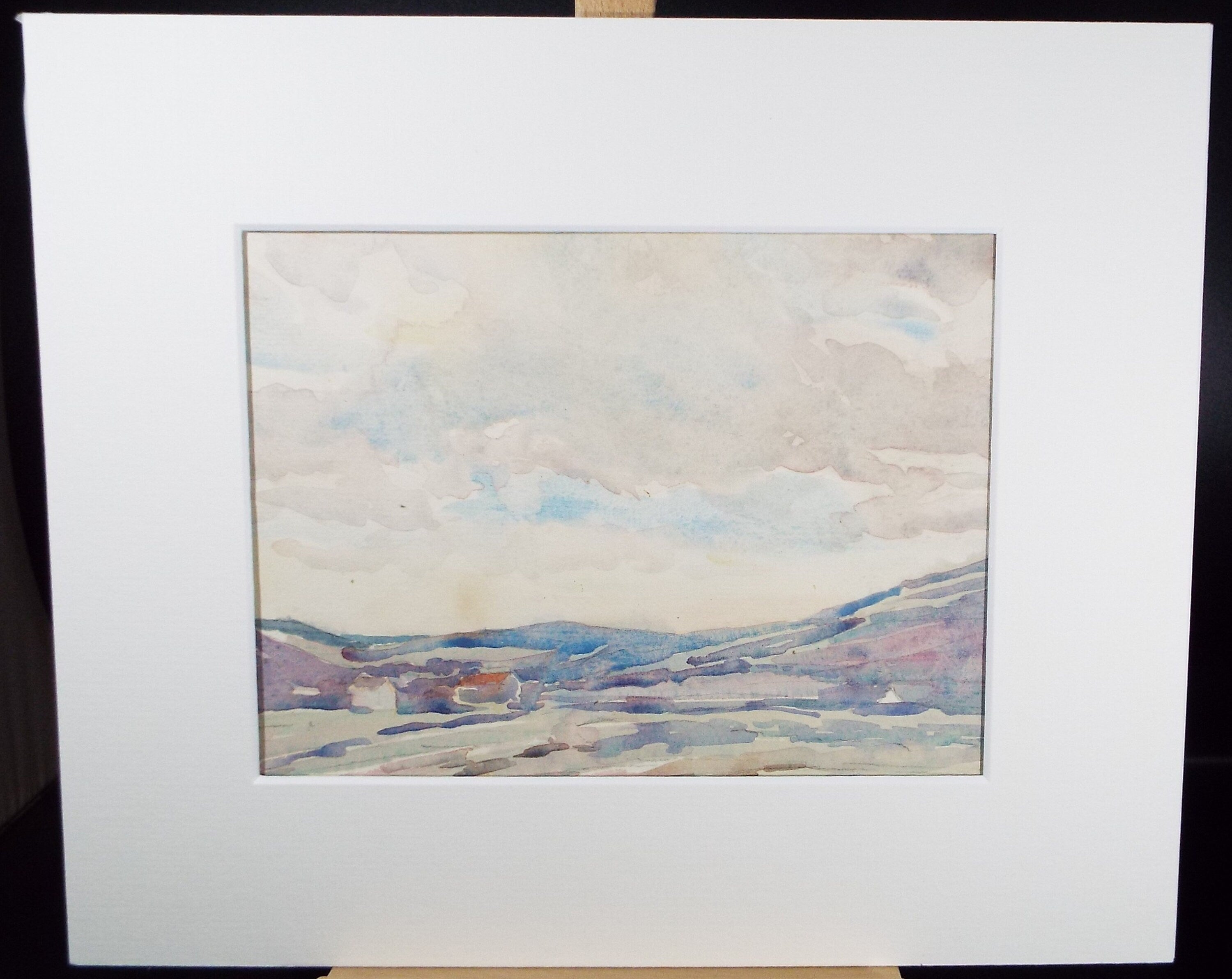 Original Watercolour, 'Landscape with expansive Sky', Circa 1940's , unknown Artist