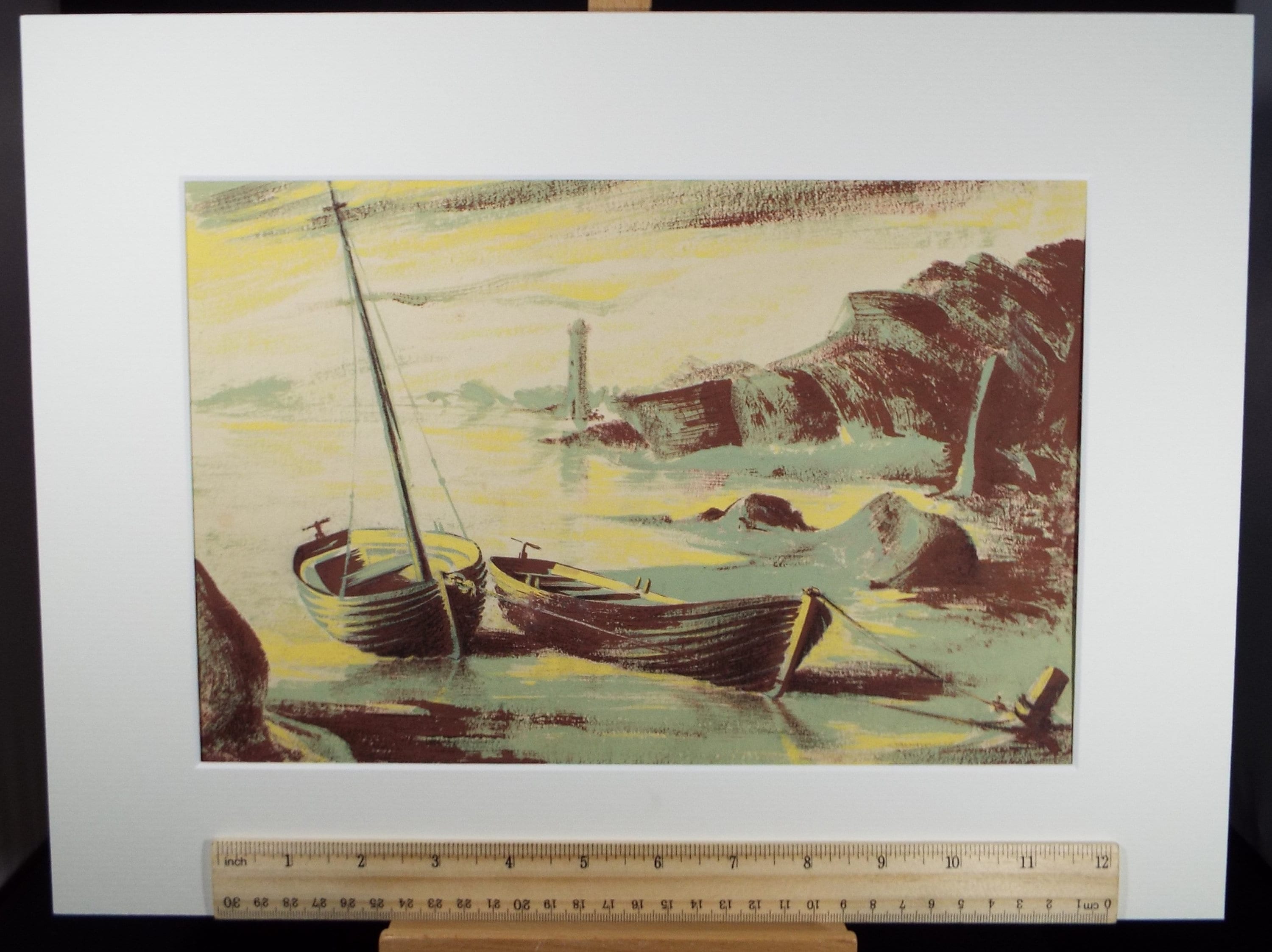 Original Watercolour, 'Boats on the Shore', Michael A. Bussey (1930-2014), Circa 1950's