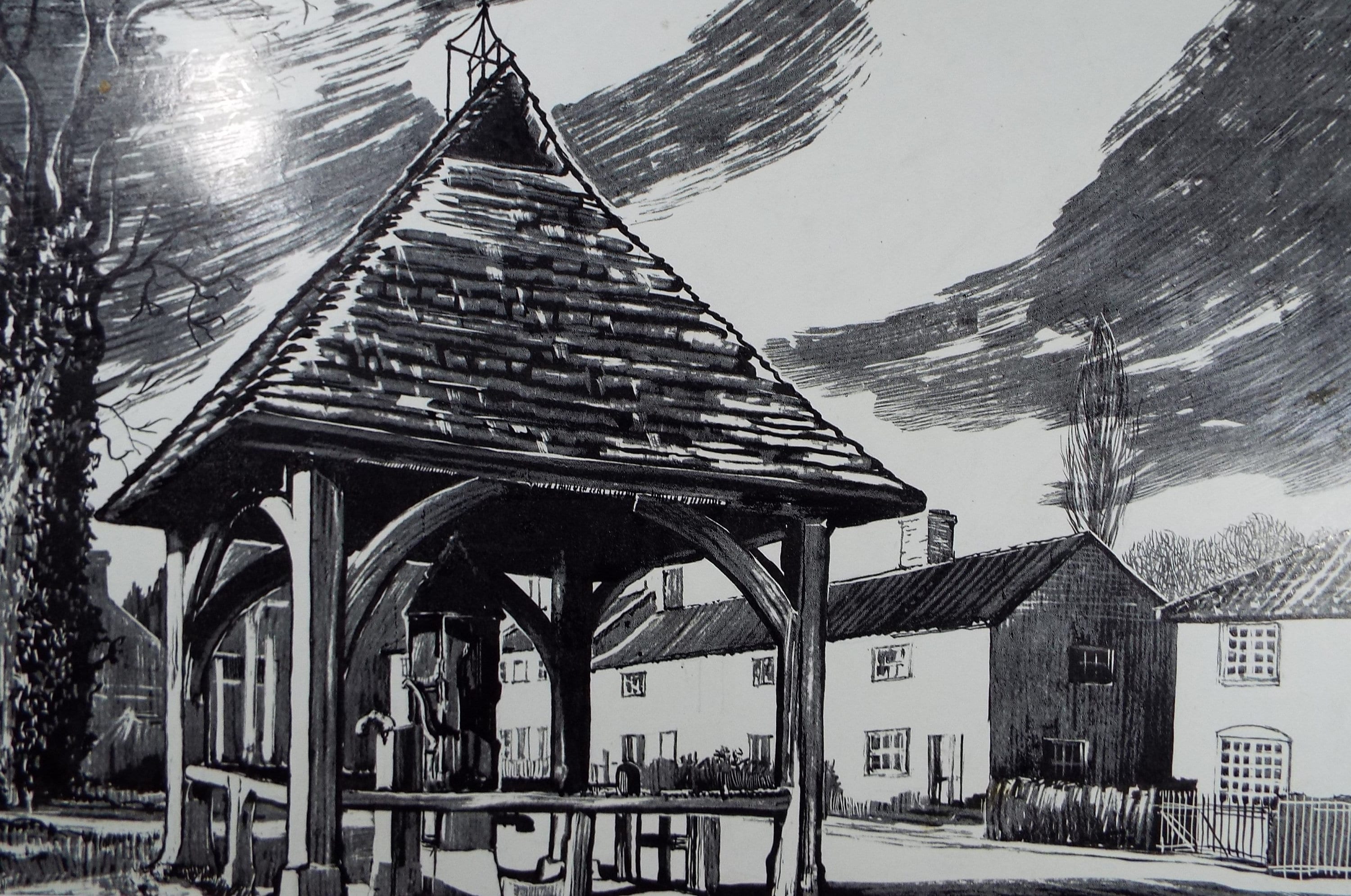 Original Etching on Scraperboard 'A Norfolk Village', Michael A. Bussey, circa 1960's