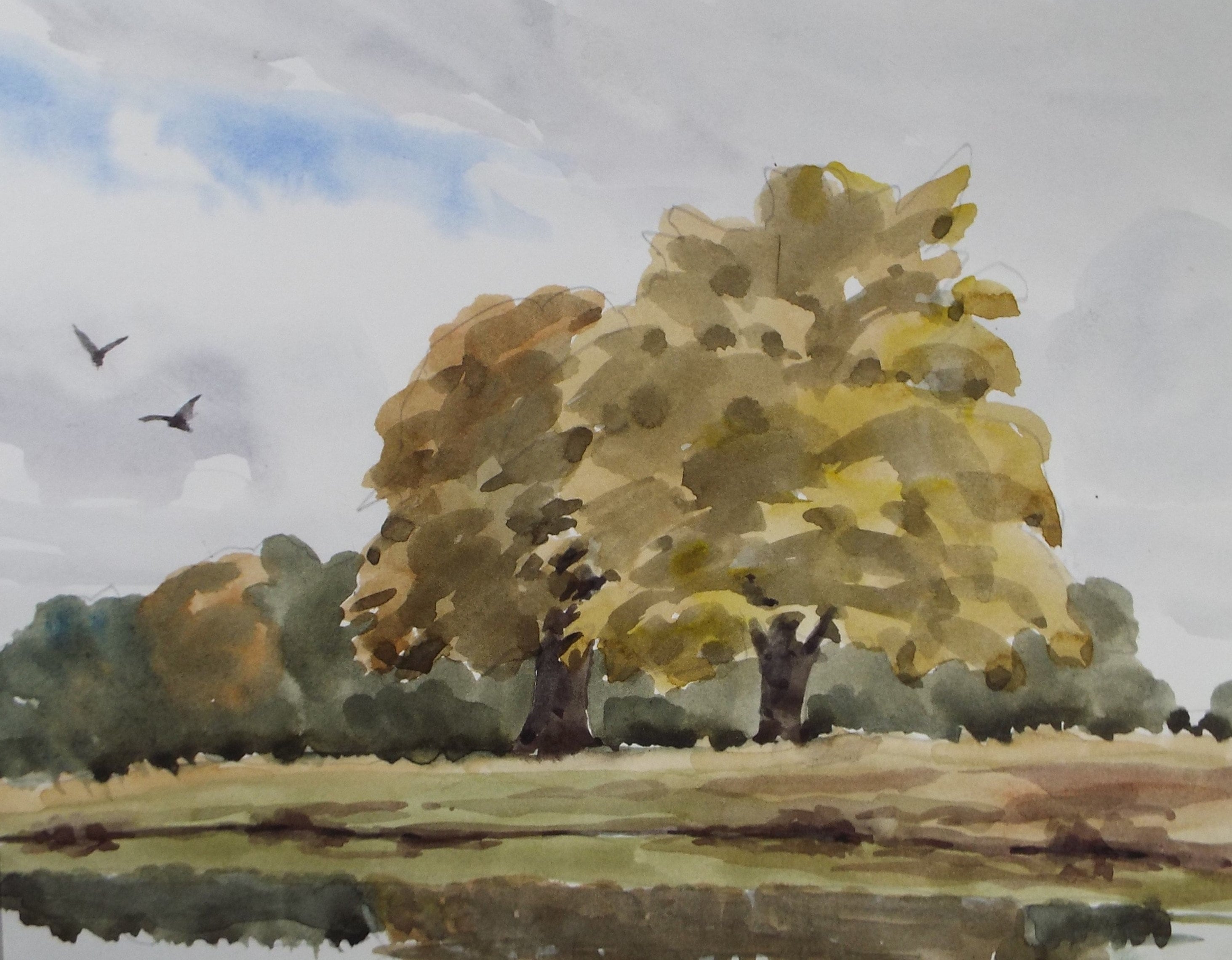 Original Watercolour, 'Autumn Tree Study', George Godfrey, circa 1970's