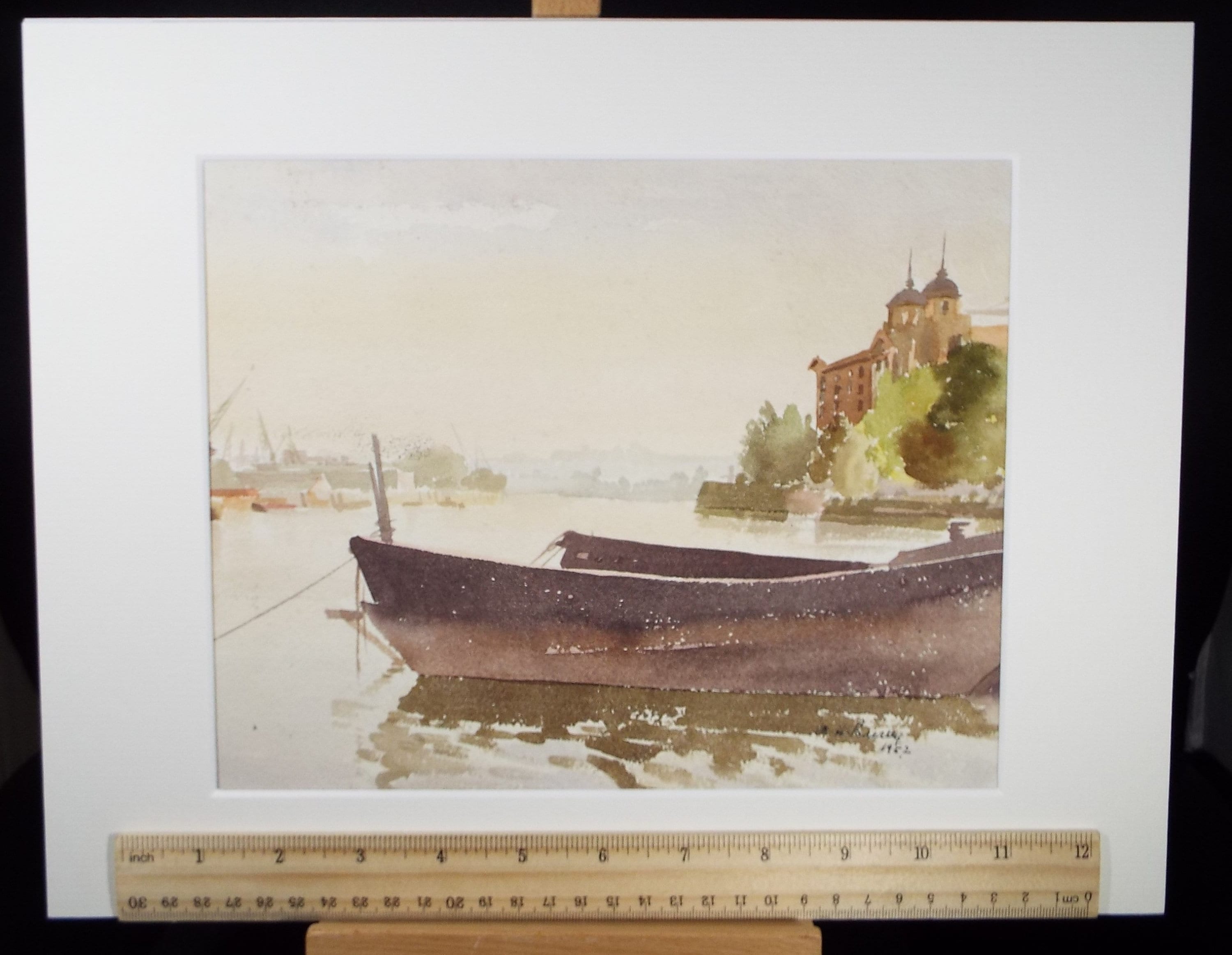 Original Watercolour, 'Thames Barges', Michael A. Bussey 1920-2014, circa 1950's