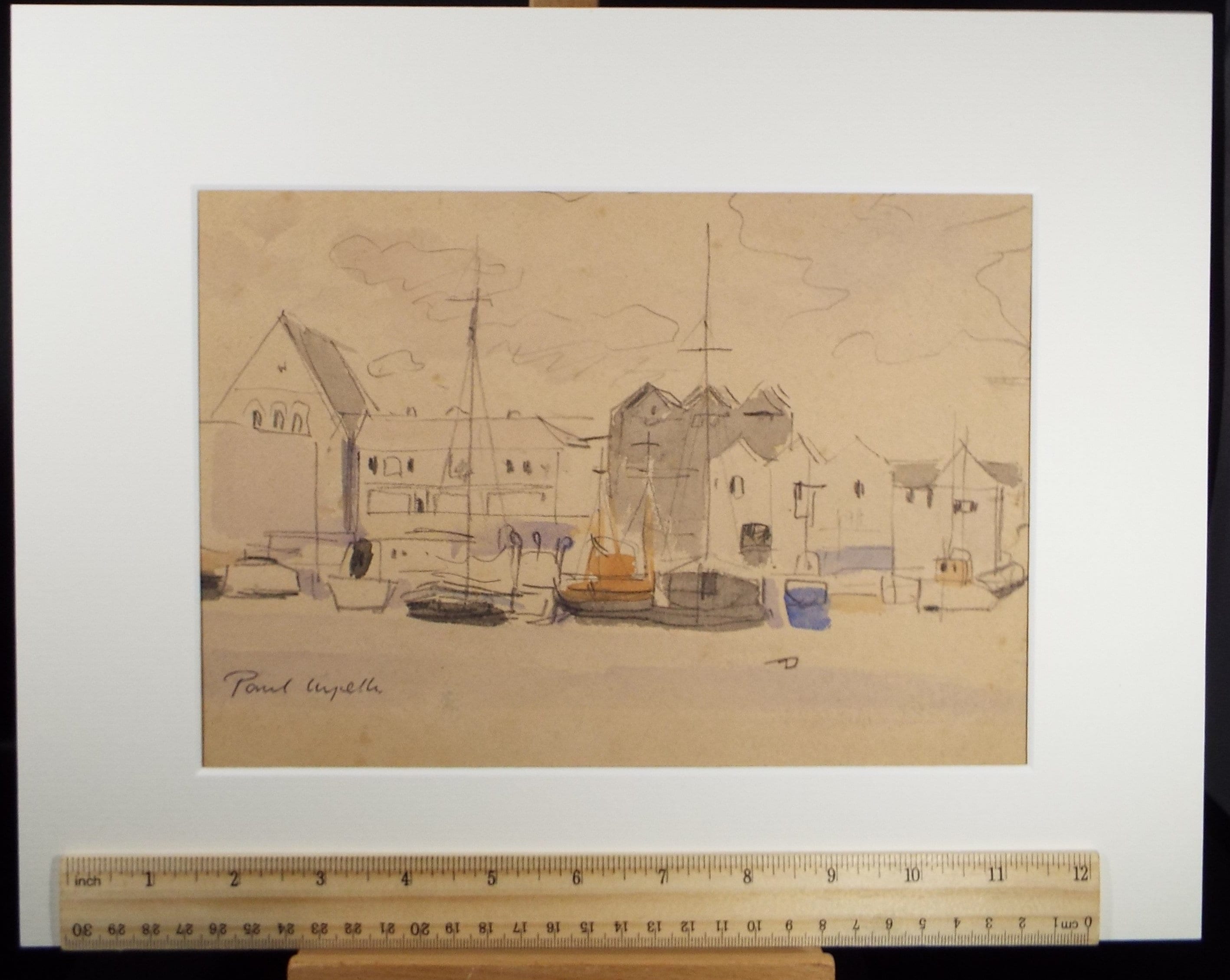 Original Pencil & watercolour, 'Quayside', Paul Wyeth, circa 1950's