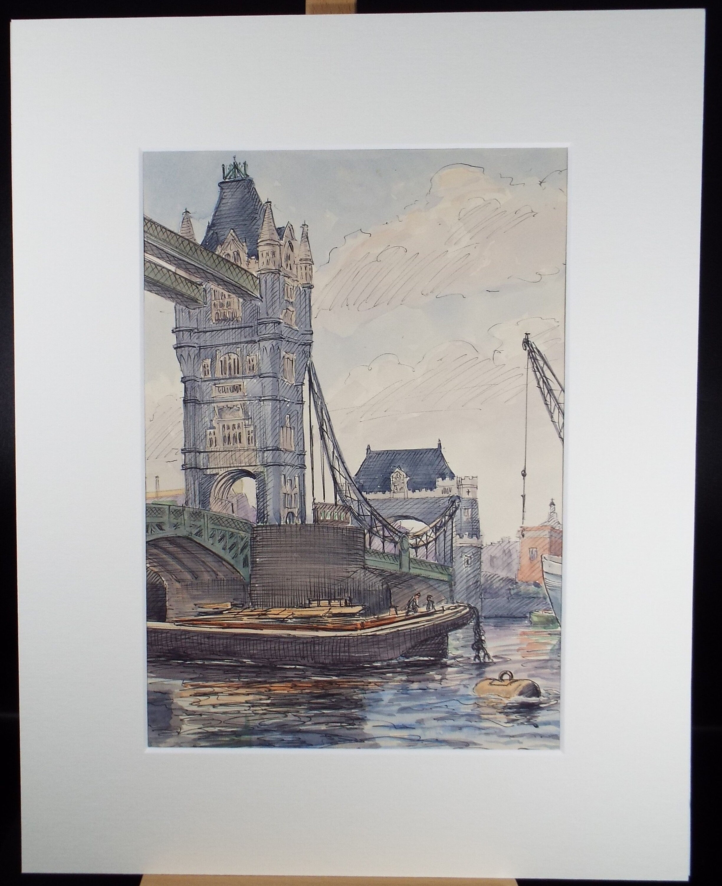 Original Watercolour, 'Tower Bridge From the South', George Godfrey, dated 1965