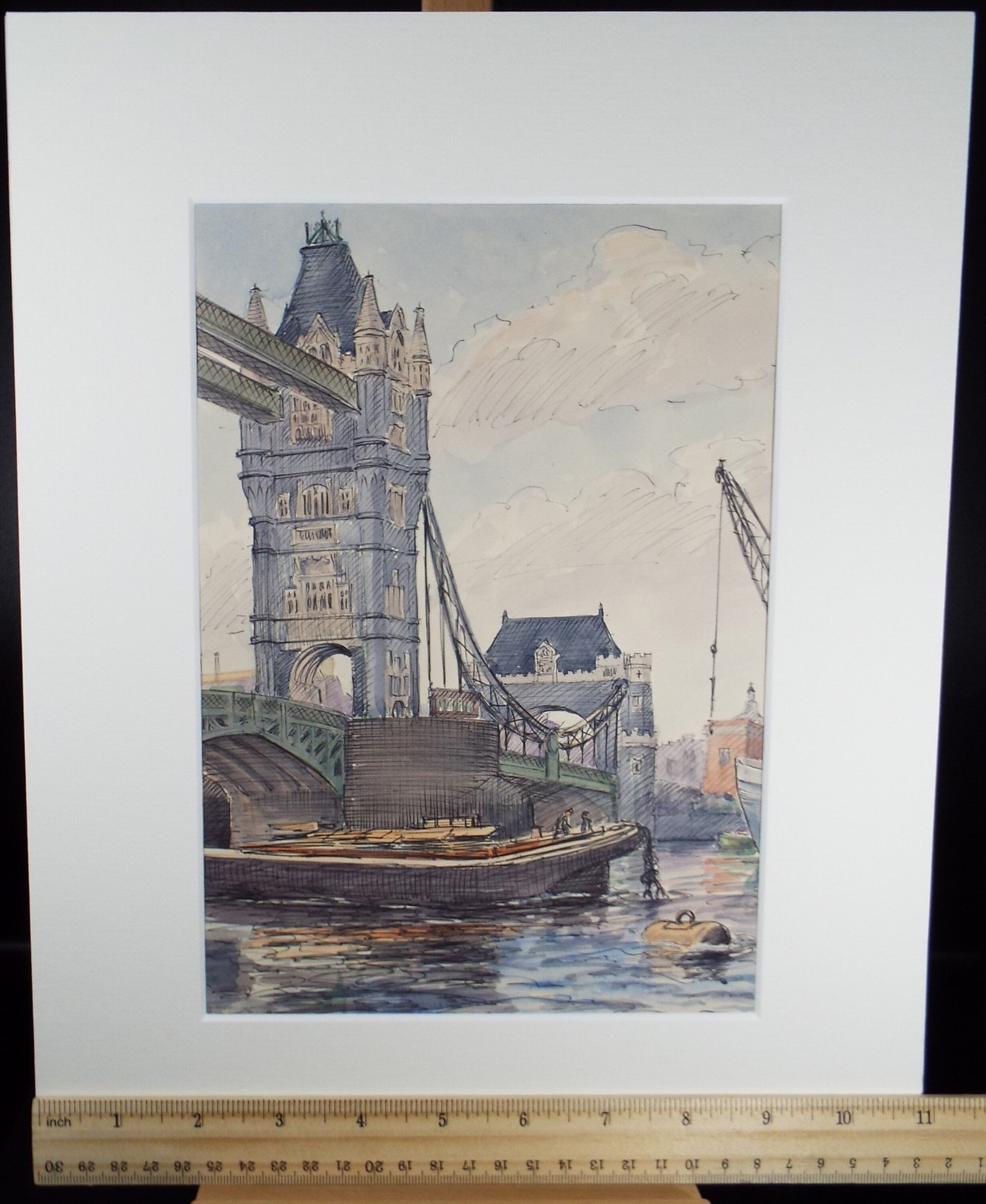 Original Watercolour, 'Tower Bridge From the South', George Godfrey, dated 1965