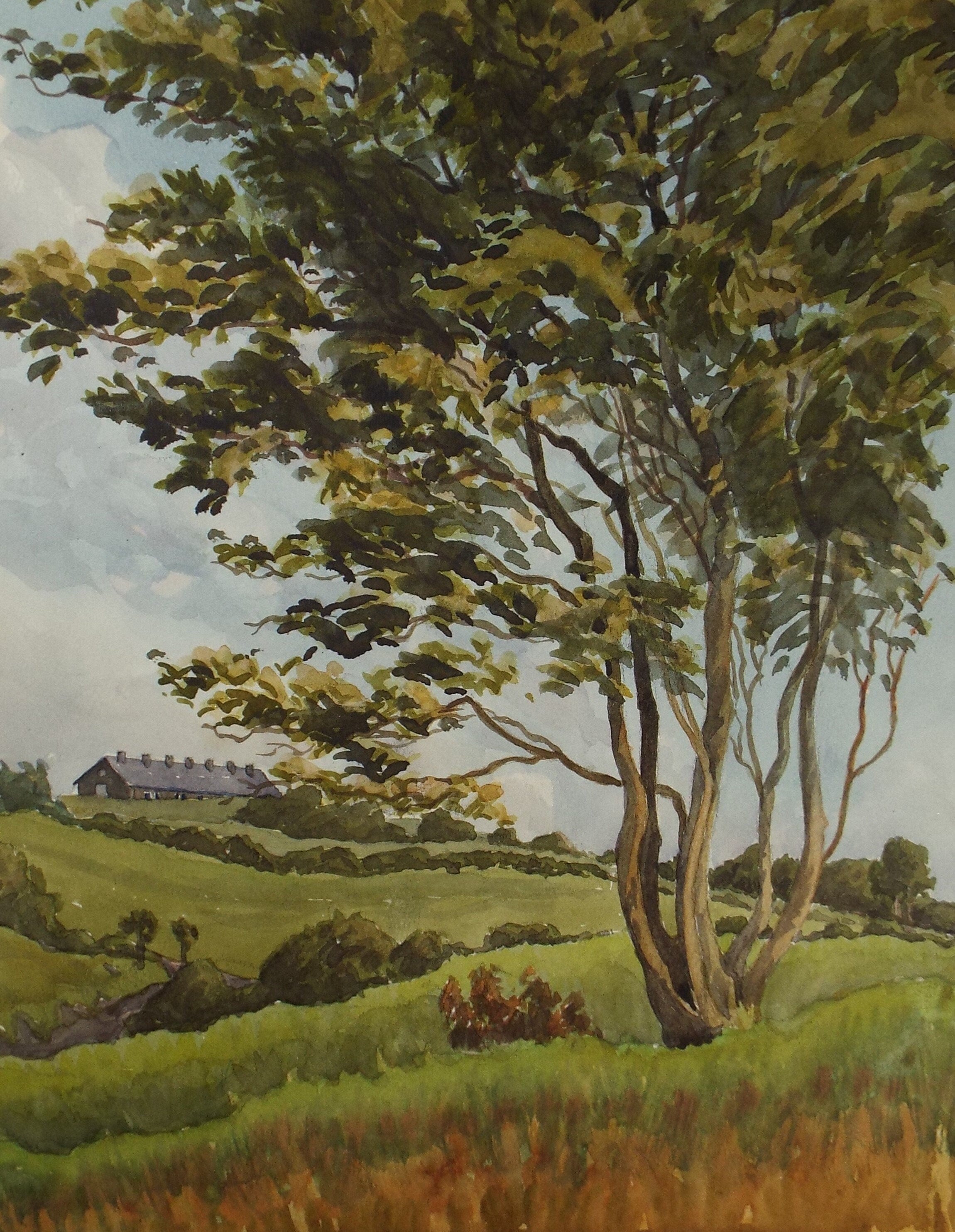 Original Watercolour, 'Green Landscape, George Godfrey, Circa 1960's