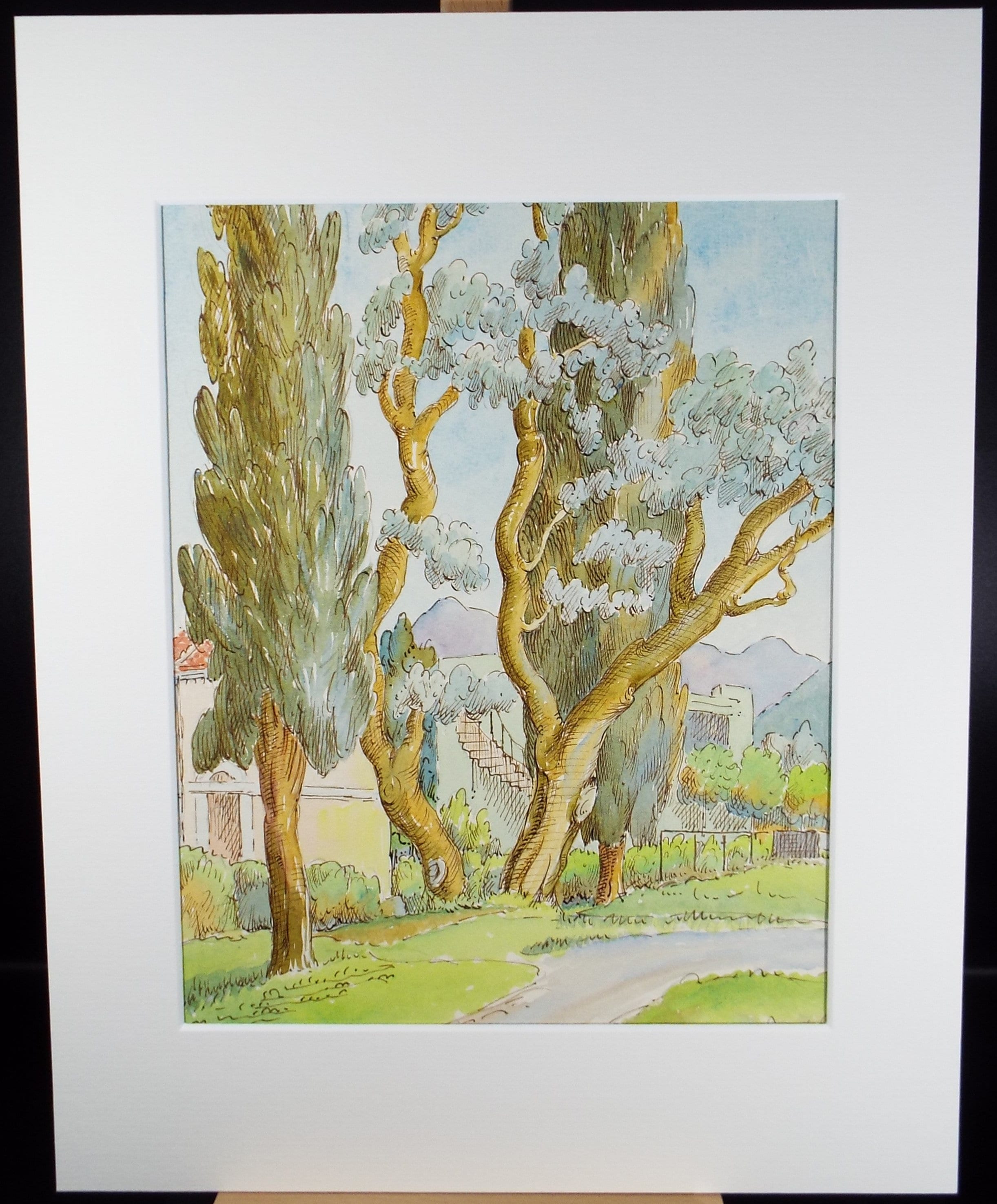 Original Watercolour & ink, 'Menaggio, Italy', Cicely Glyn de Beers (1891-1973), Dated 1957