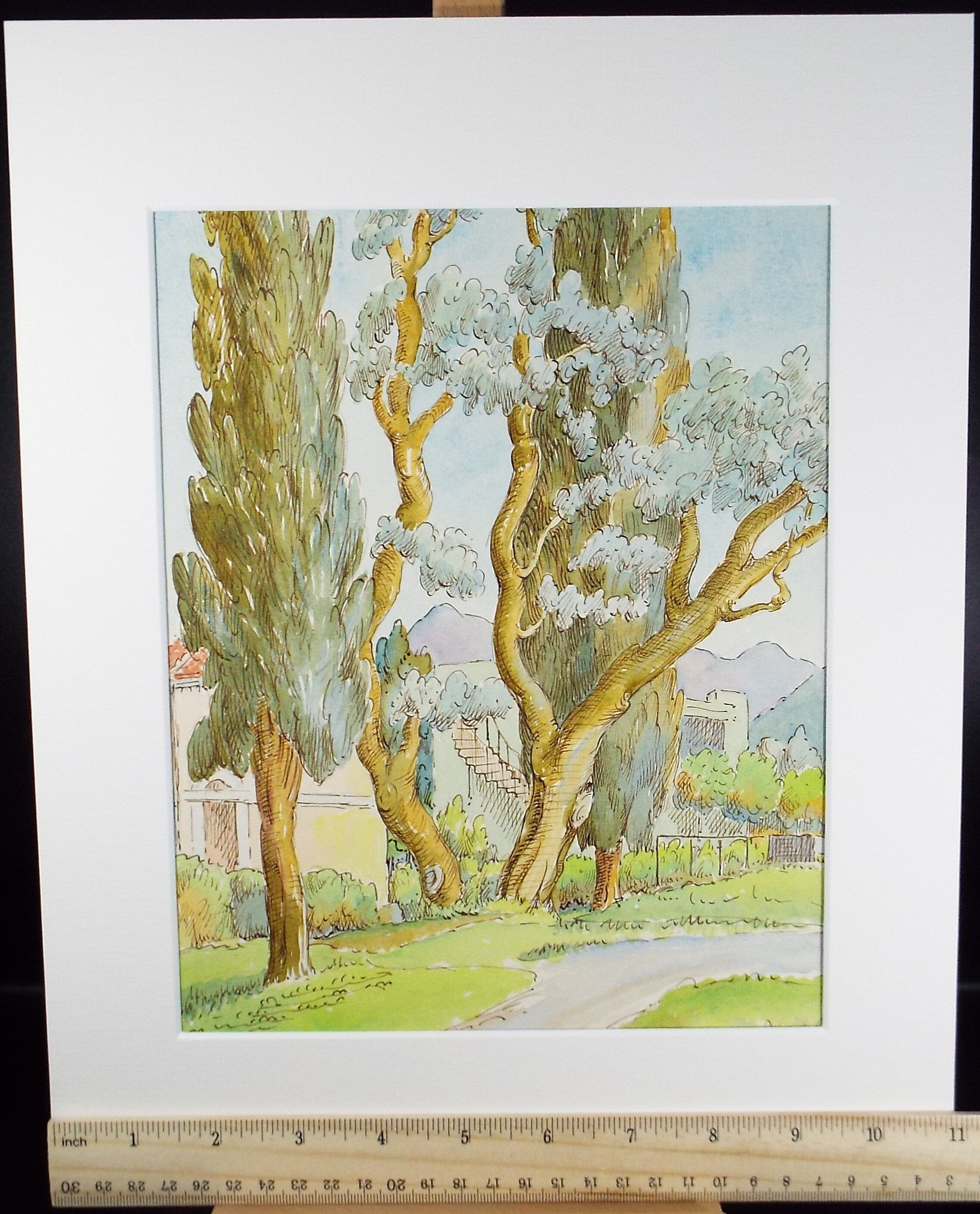 Original Watercolour & ink, 'Menaggio, Italy', Cicely Glyn de Beers (1891-1973), Dated 1957