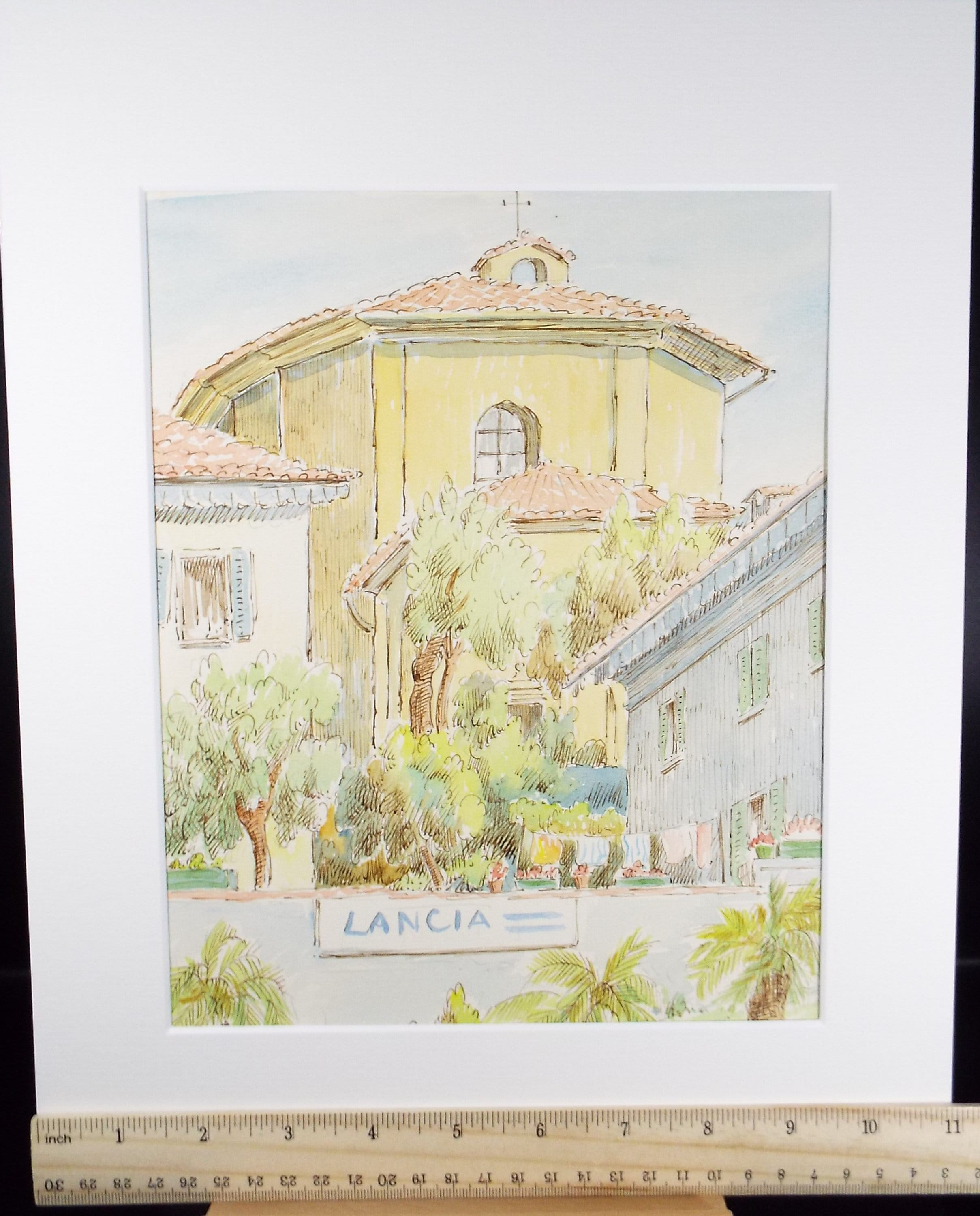 Original Watercolour & ink, 'Menaggio, Italy', Cicely Glyn de Beers (1891-1973), Dated 1957