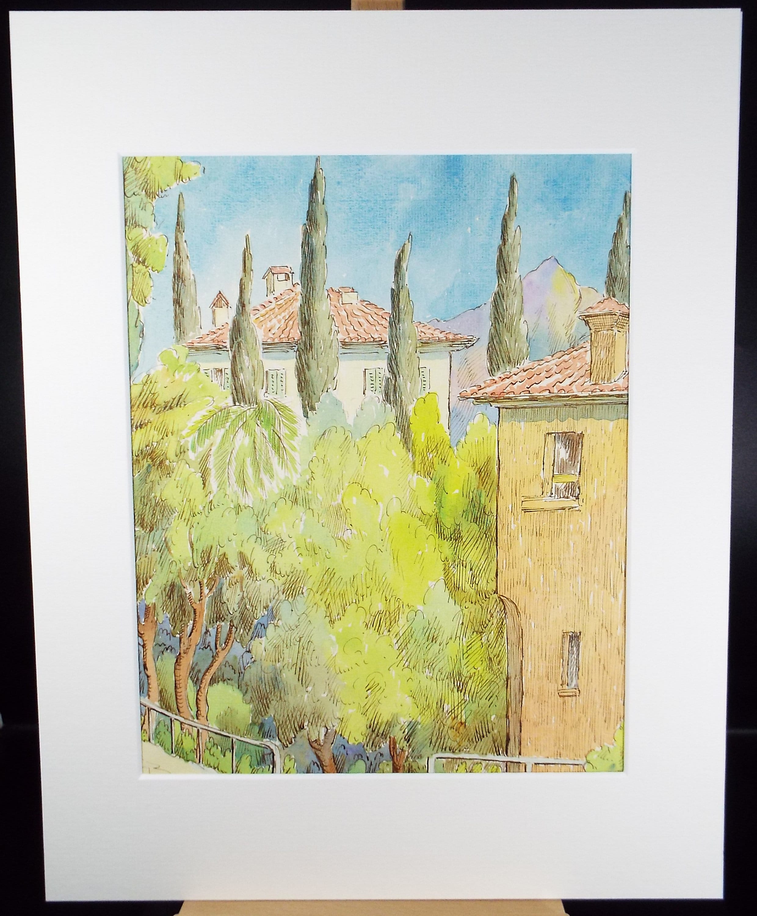 Original Watercolour & ink, 'Menaggio, Italy', Cicely Glyn de Beers (1891-1973), Dated 1957