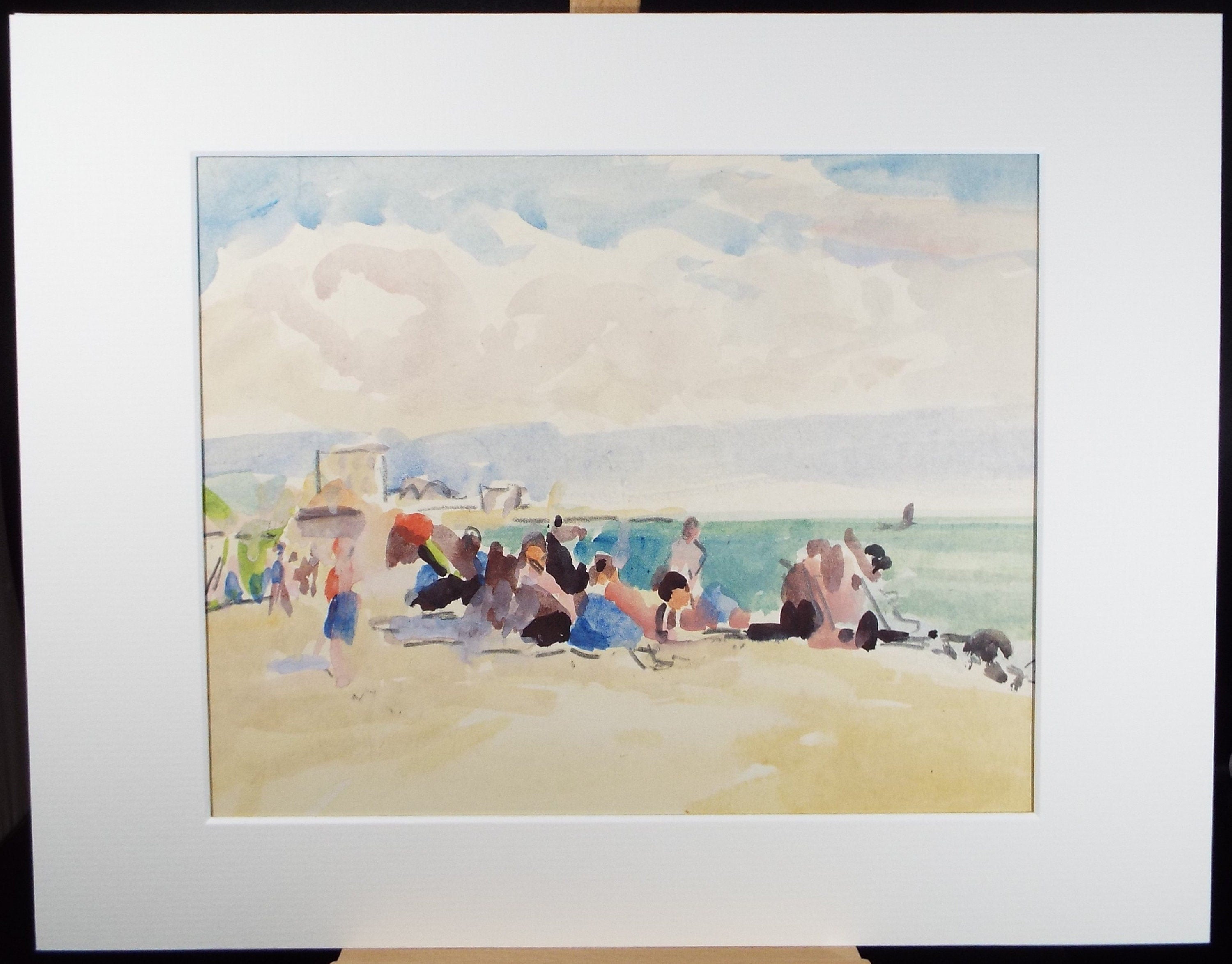 Original Watercolour, 'Figures on the Beach', Circa 1920, Robert G.D. Alexander (1875-1945)