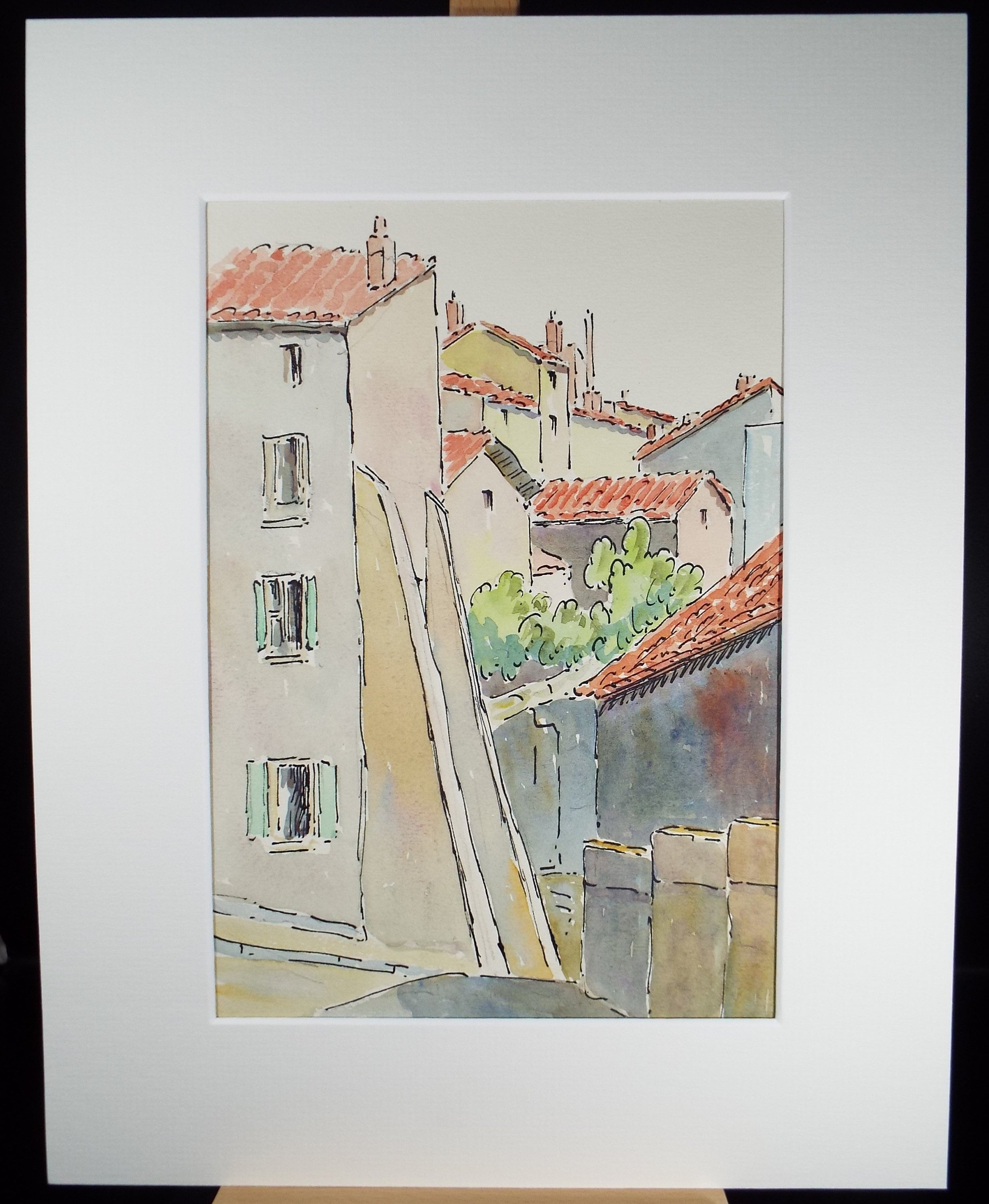 Original Watercolour & ink, 'Chatel-Guyon', Cicely Glyn de Beers (1891-1973), Dated 1963