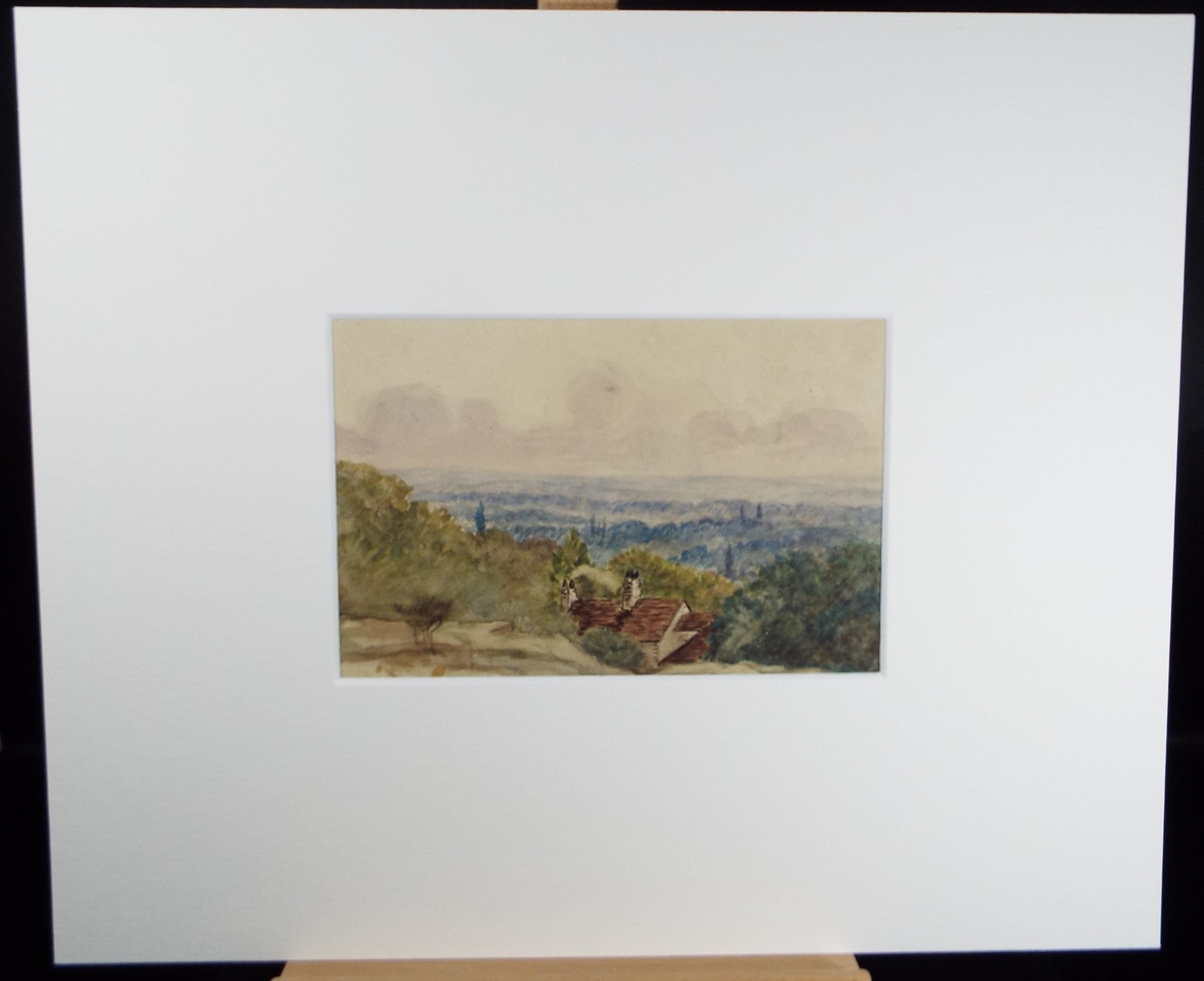 Original Watercolour, 'View from the hill', Late 19th Century, Artist Unknown