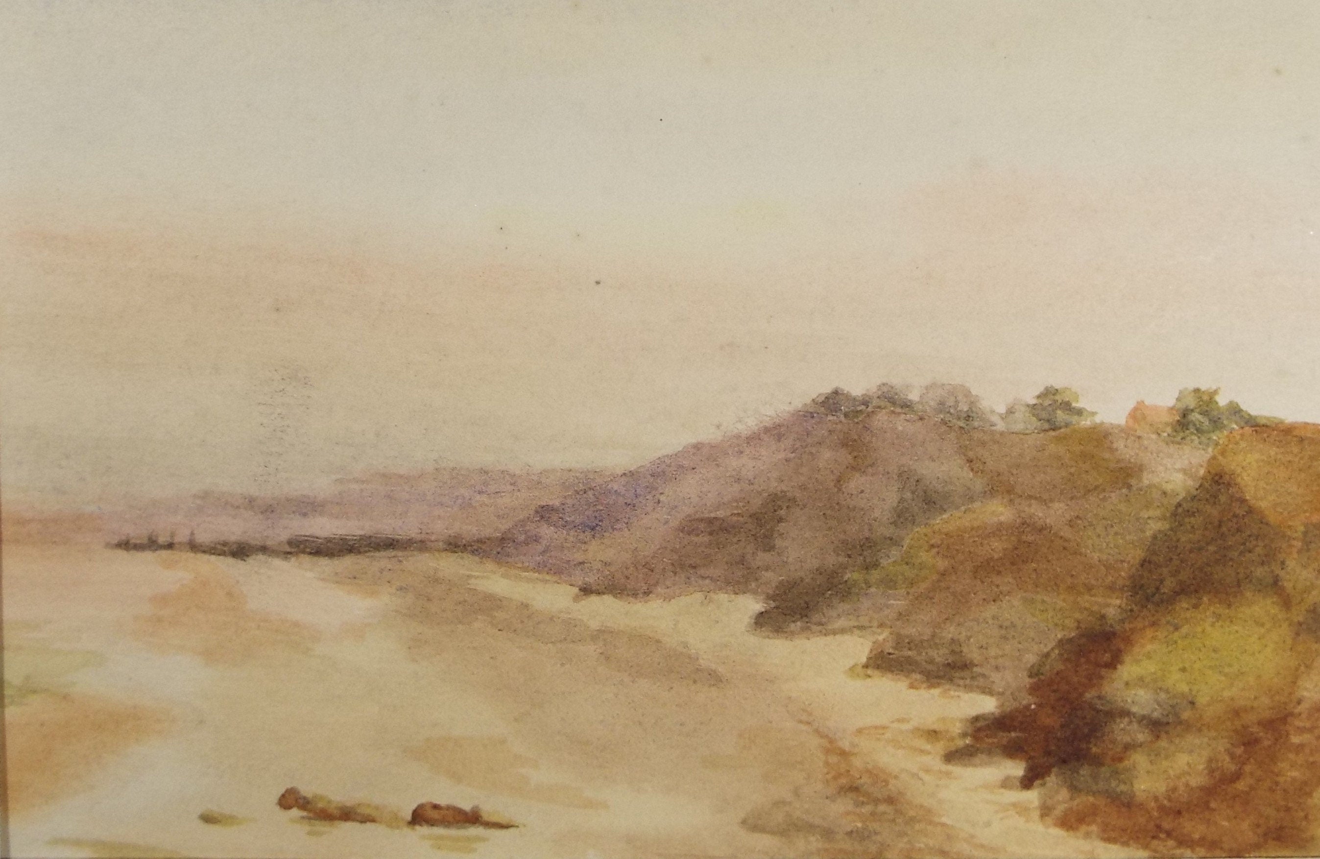 Original Watercolour, 'Sandy Beach', Circa 1890's, Artist Unknown