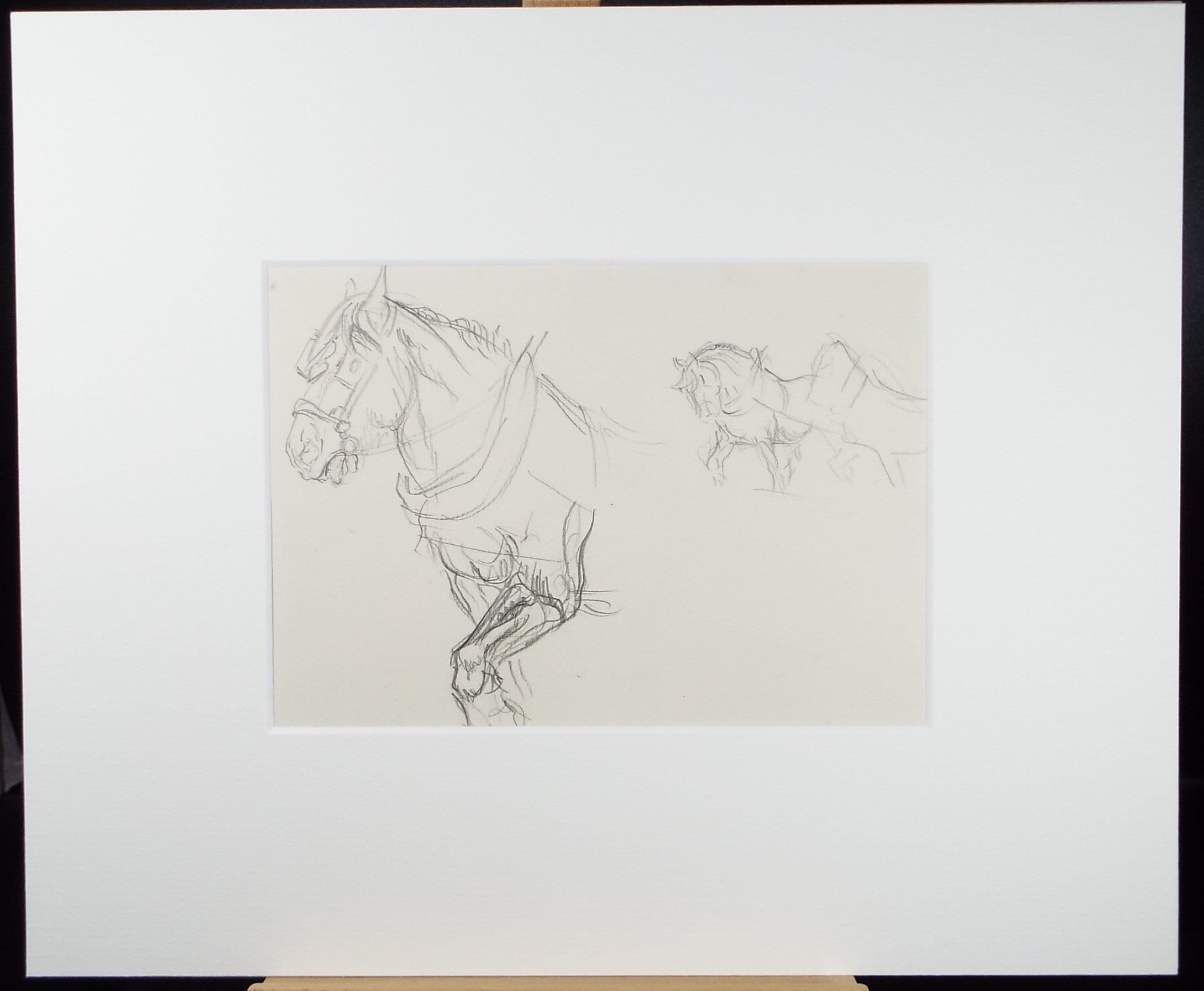 Original Pencil Sketch,'Study of Heavy Horses', Helen Collins (1921-1990), circa 1938/9