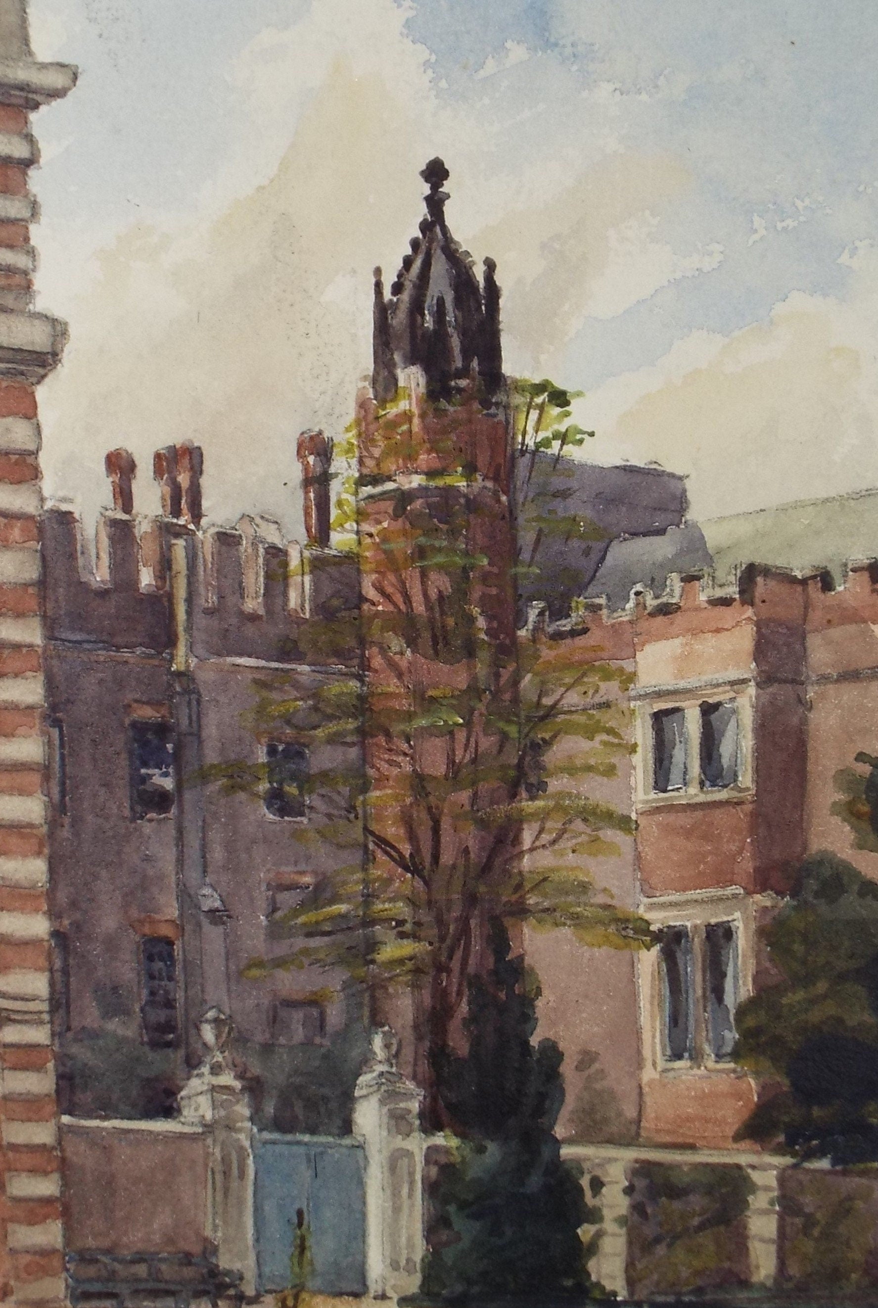 Original Watercolour,'Hampton Court', Circa 1890's, Artist Unknown