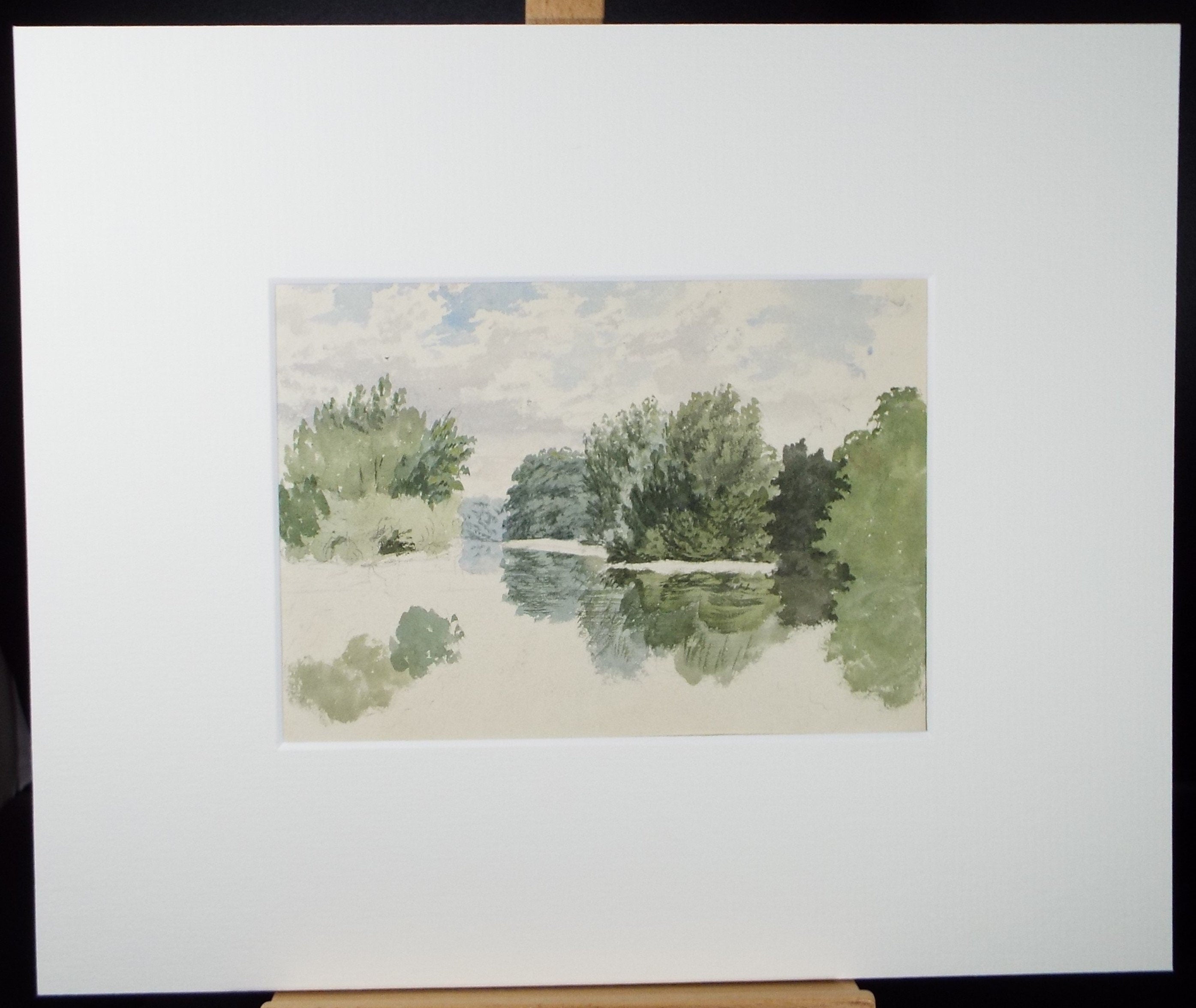 Original Watercolour, late 19th Century,'Mirror Lake', Artist unknown