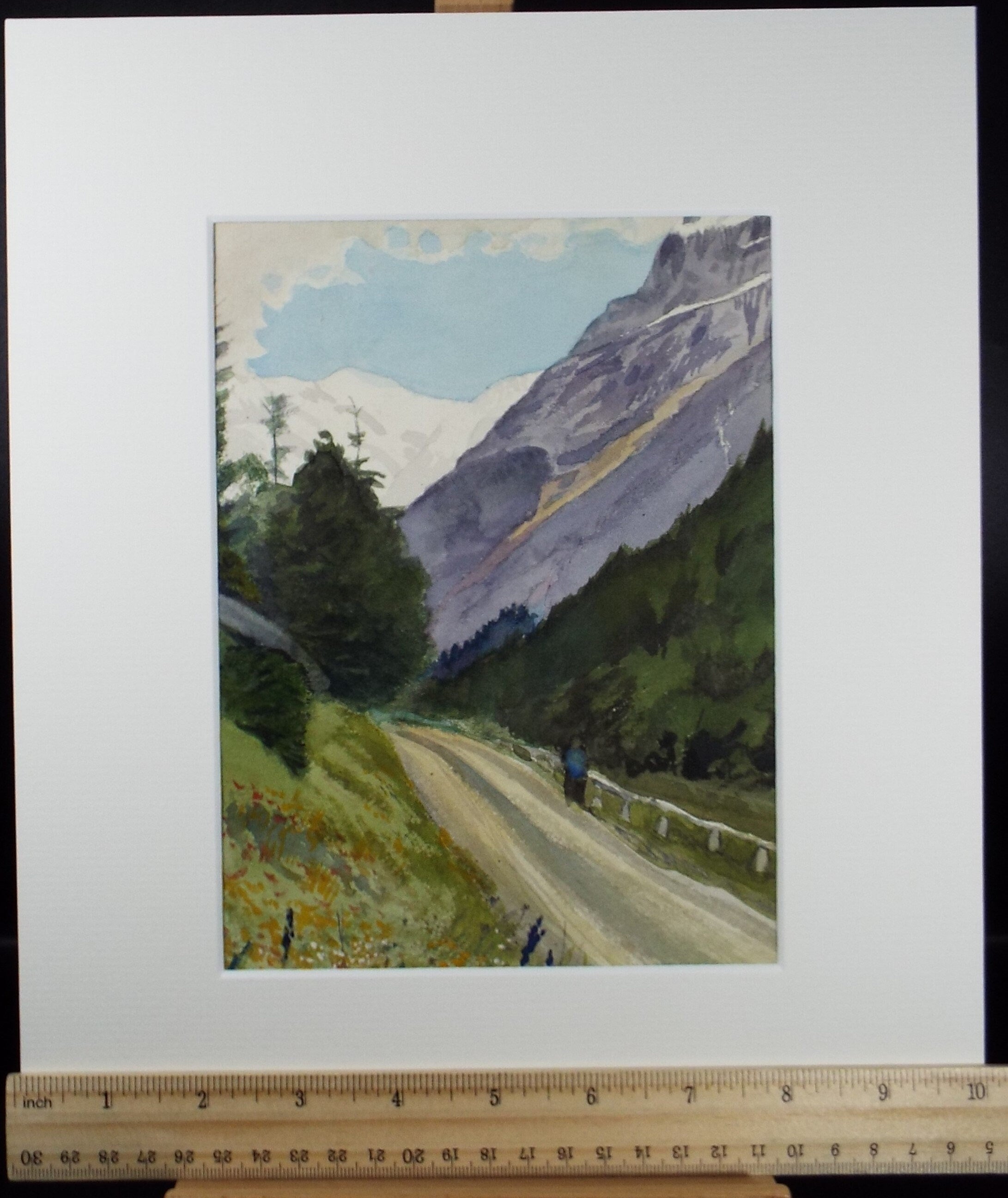 Original Watercolour, 'Alpine Pass', Circa 1890. Artist Unknown