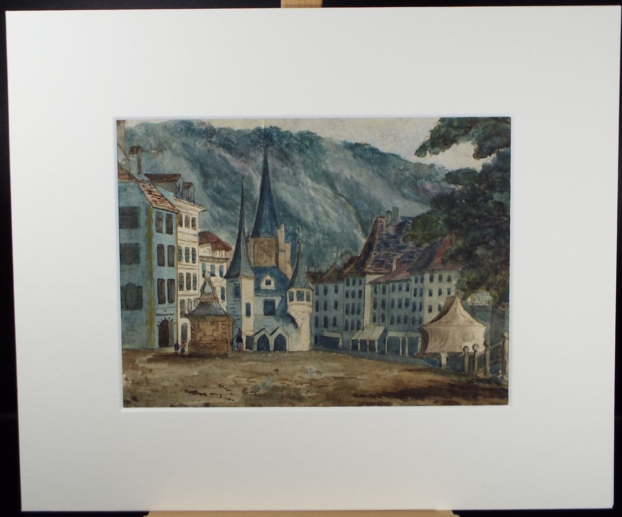 Original Watercolour, 'Town in Alsace', Late 19th Century, Artist Unknown