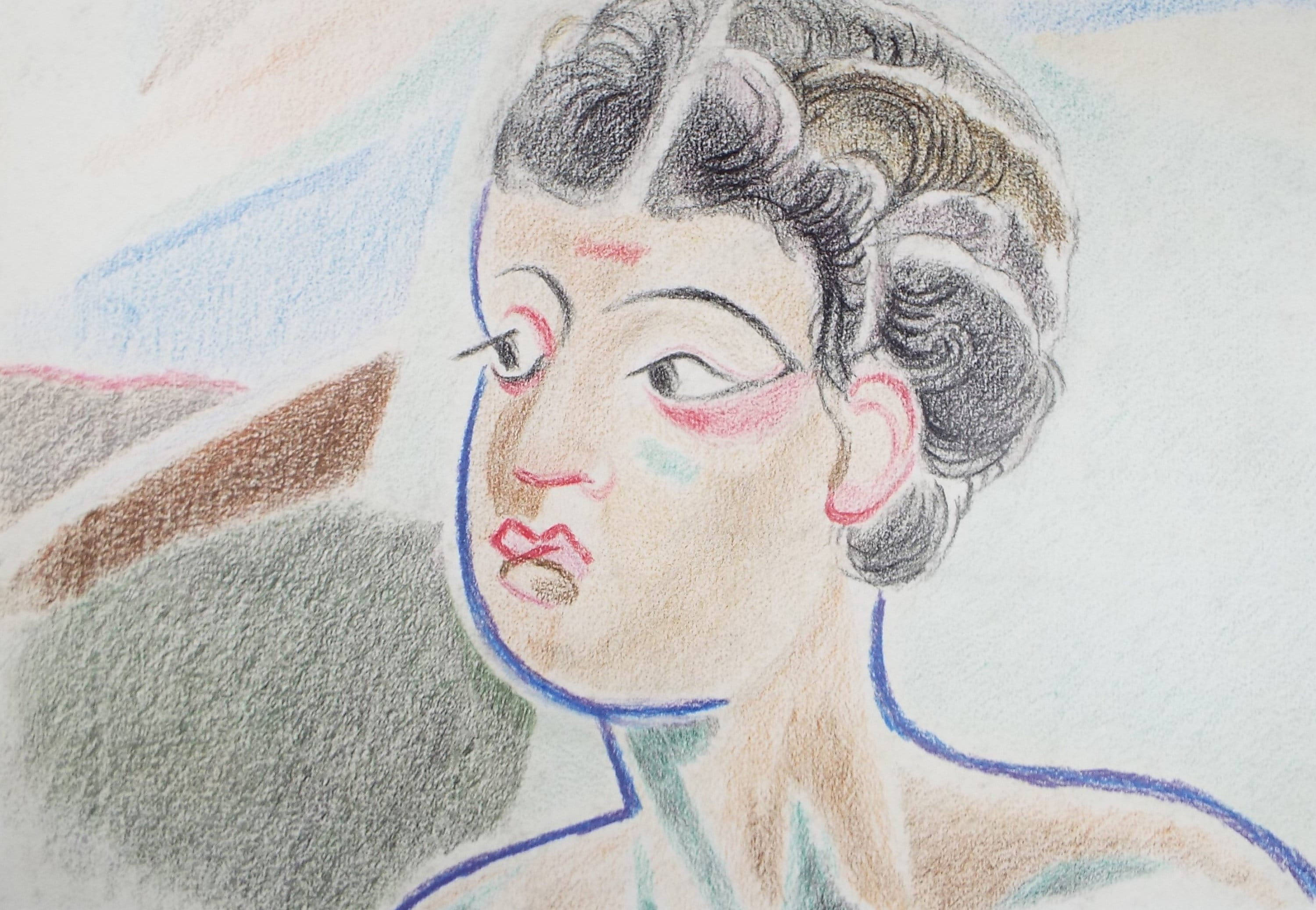 Original Pastel drawing, 'Head Study', James Wood (1889-1975), Circa 1950's