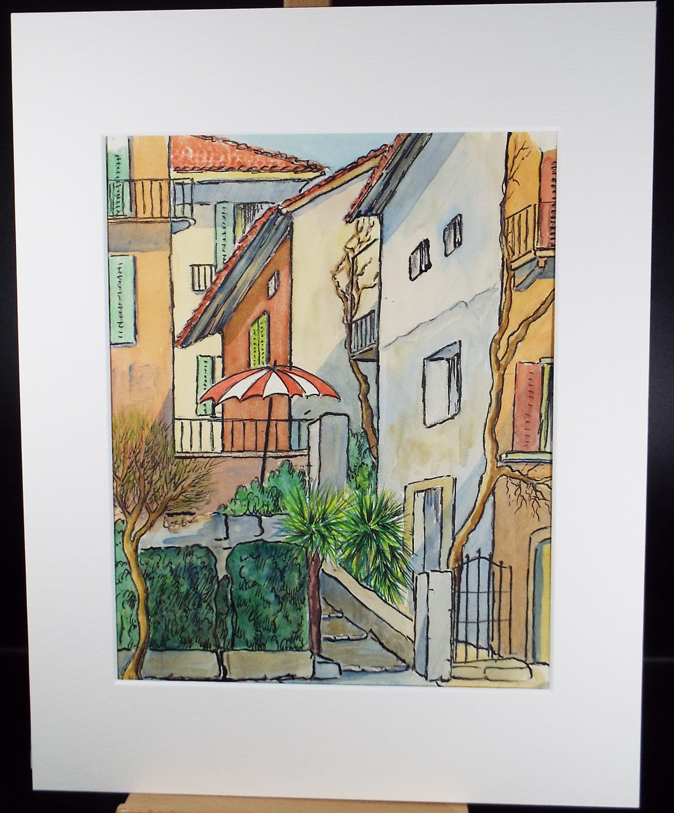 Original Watercolour & ink, 'Locarno, Switzerland', Cicely Glyn de Beers (1891-1973), Dated 1971