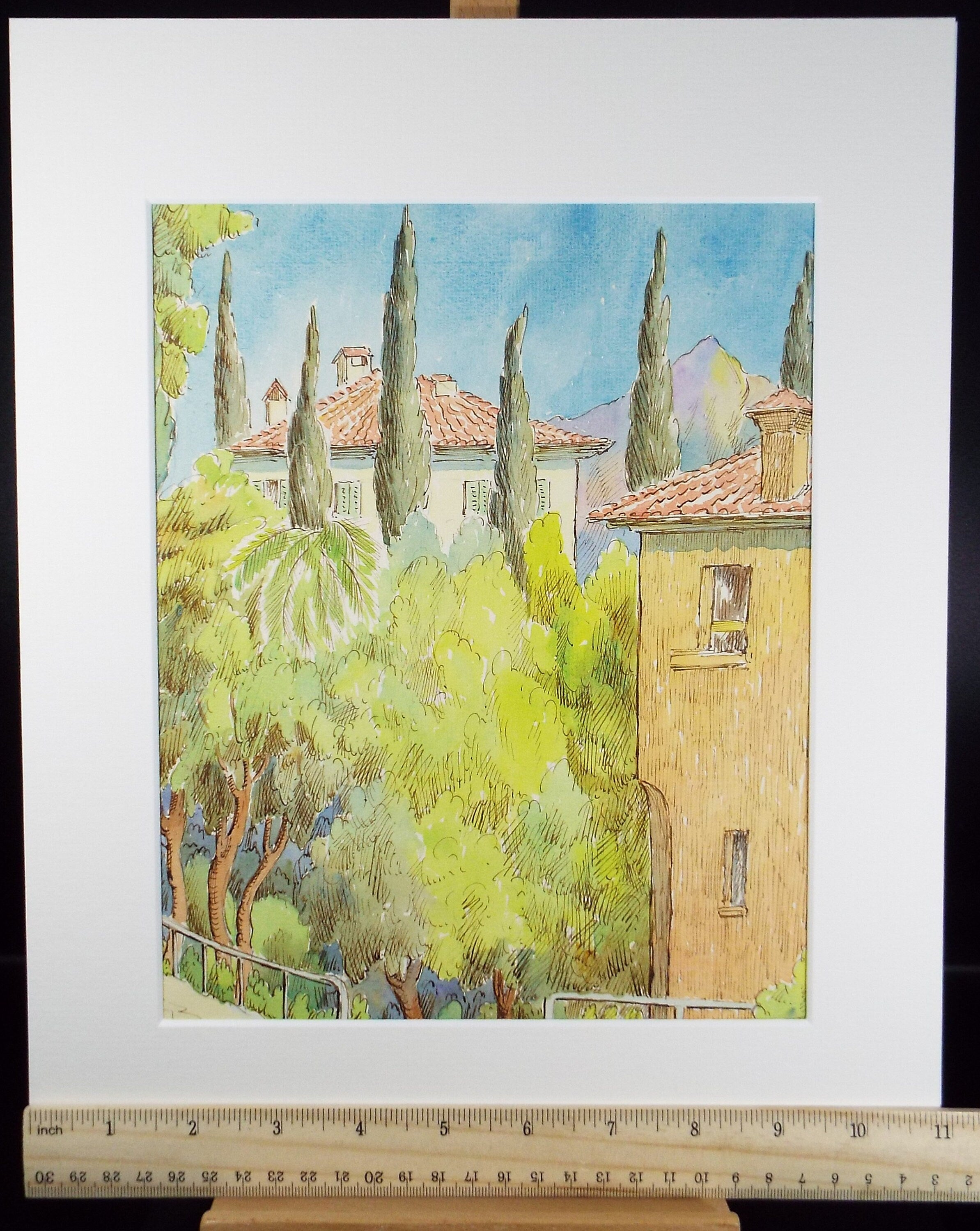 Original Watercolour & ink, 'Menaggio, Italy', Cicely Glyn de Beers (1891-1973), Dated 1957