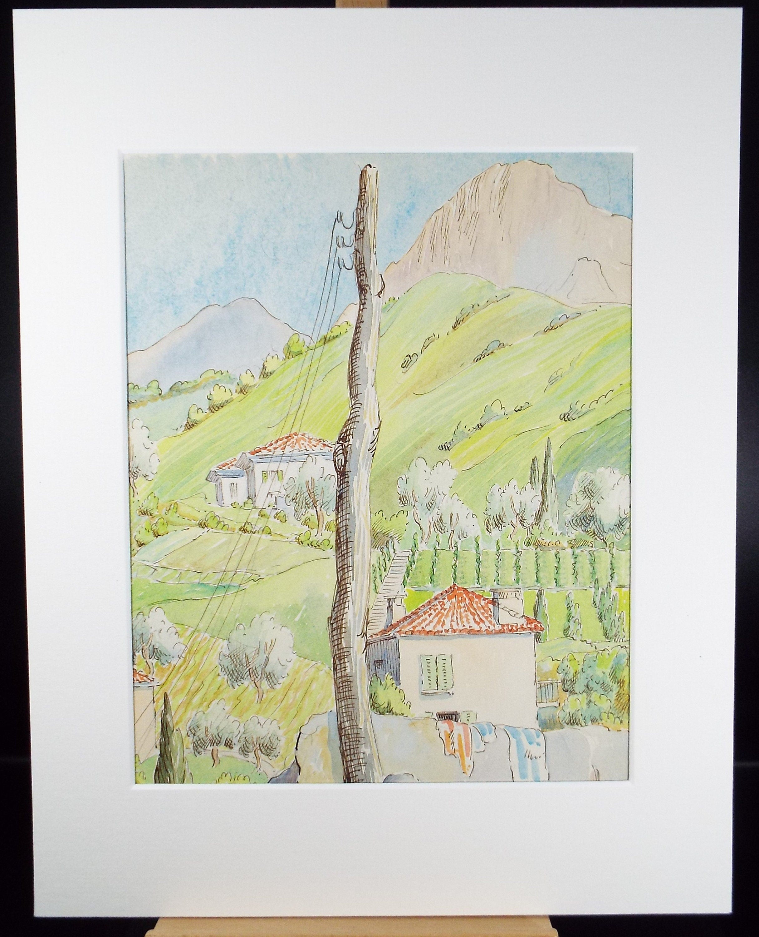 Original Watercolour & ink, 'Menaggio, Italy', Cicely Glyn de Beers (1891-1973), Dated 1957