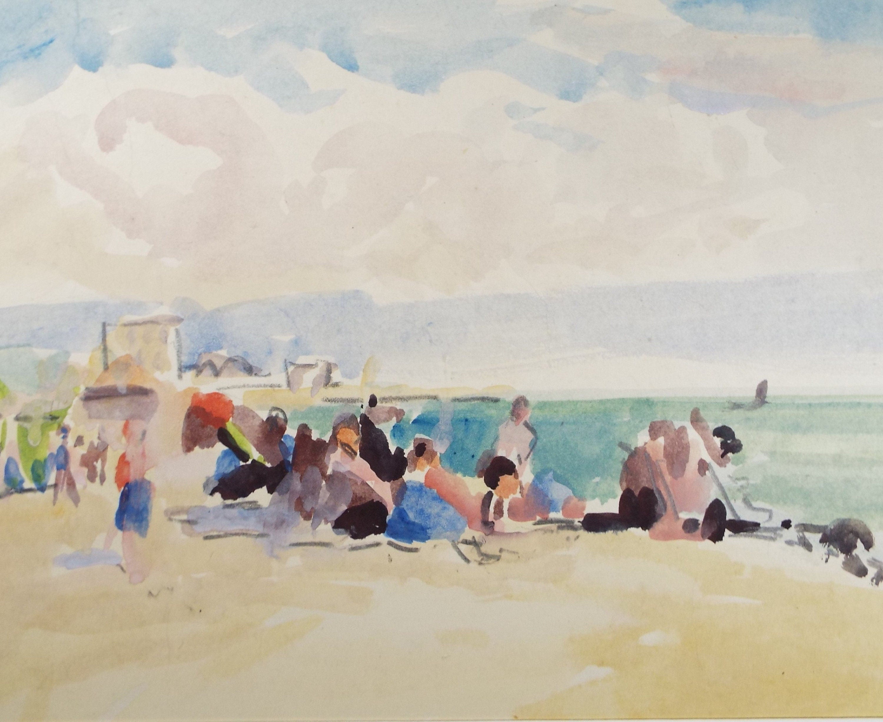 Original Watercolour, 'Figures on the Beach', Circa 1920, Robert G.D. Alexander (1875-1945)