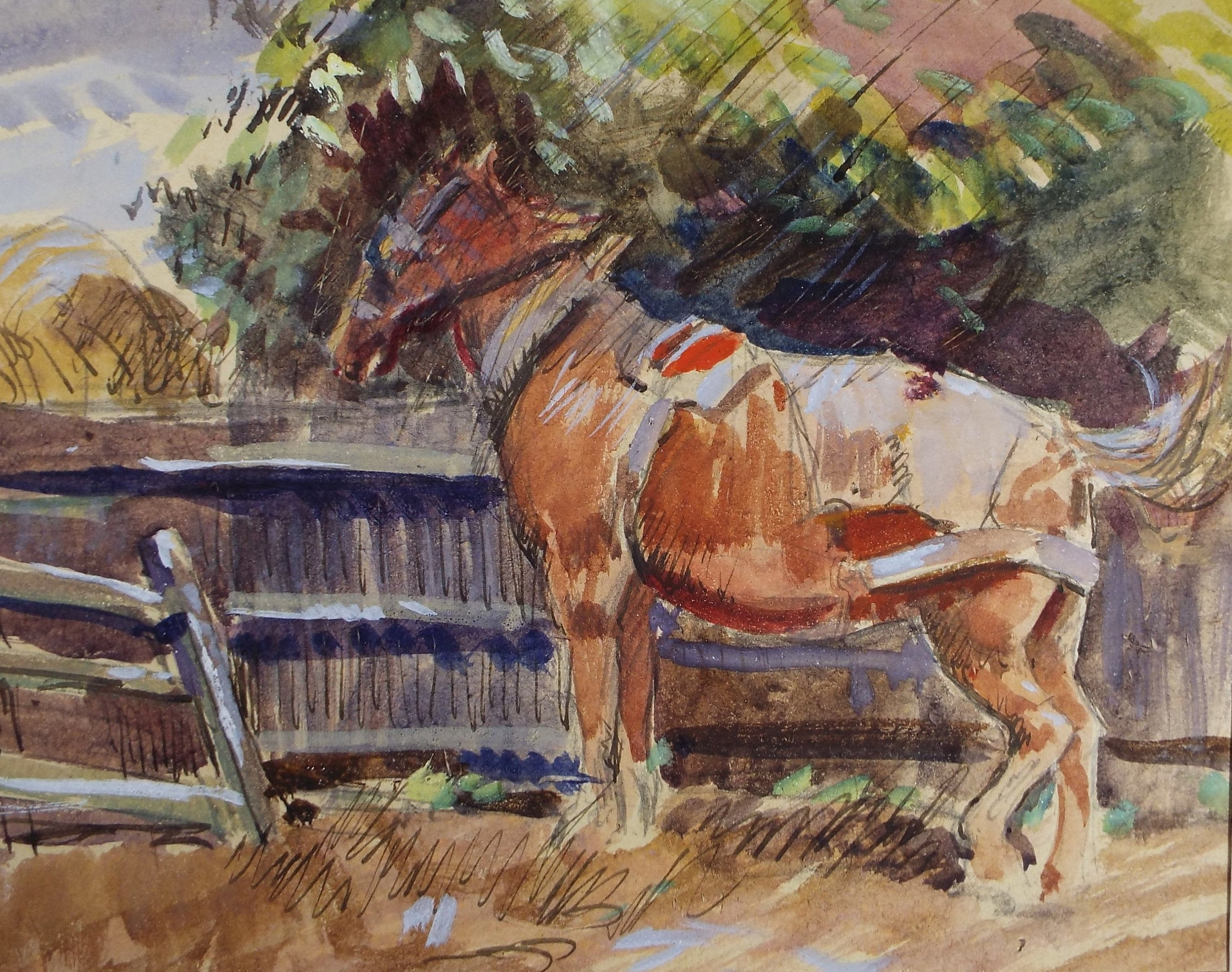 Original Watercolour, 'Study of a heavy horse', Circa 1920, Robert G.D. Alexander (1875-1945)