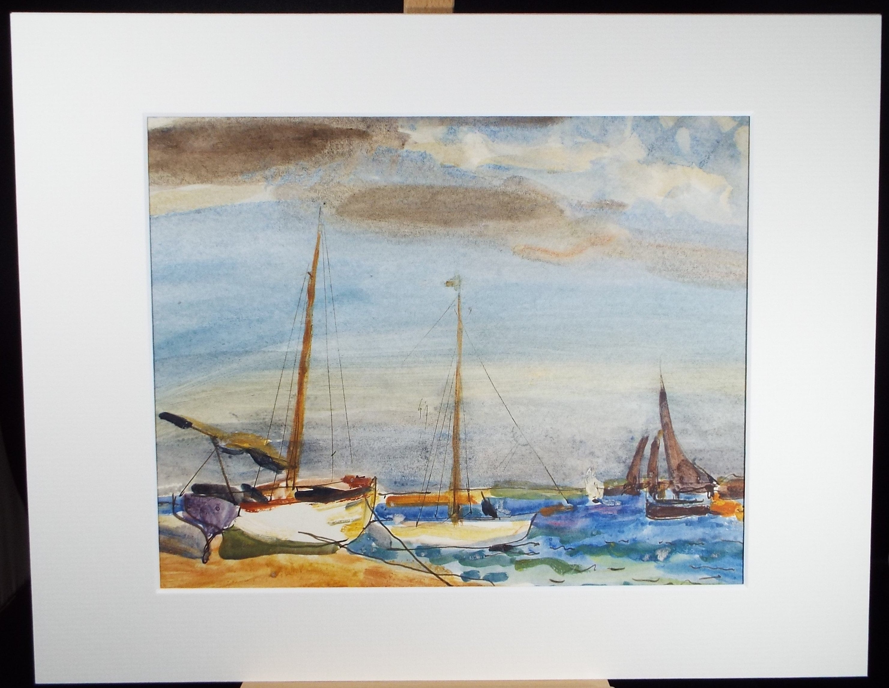 Original Watercolour, 'Moored Sailing Boats', Circa 1920, Robert G.D. Alexander (1875-1945)