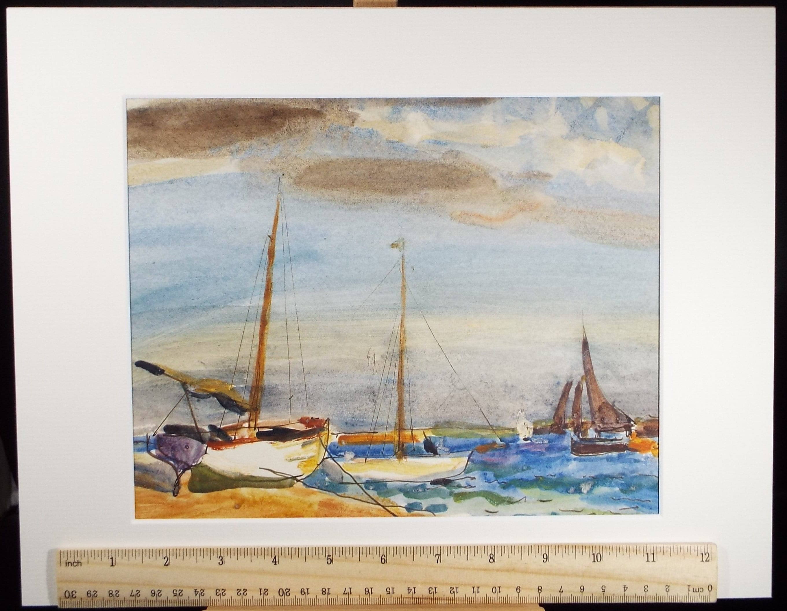 Original Watercolour, 'Moored Sailing Boats', Circa 1920, Robert G.D. Alexander (1875-1945)