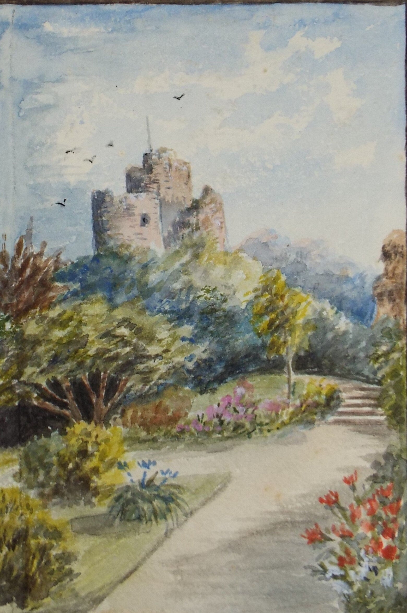 Original Watercolour, 'Castle Ruins', Late 19th Century, Artist Unknown