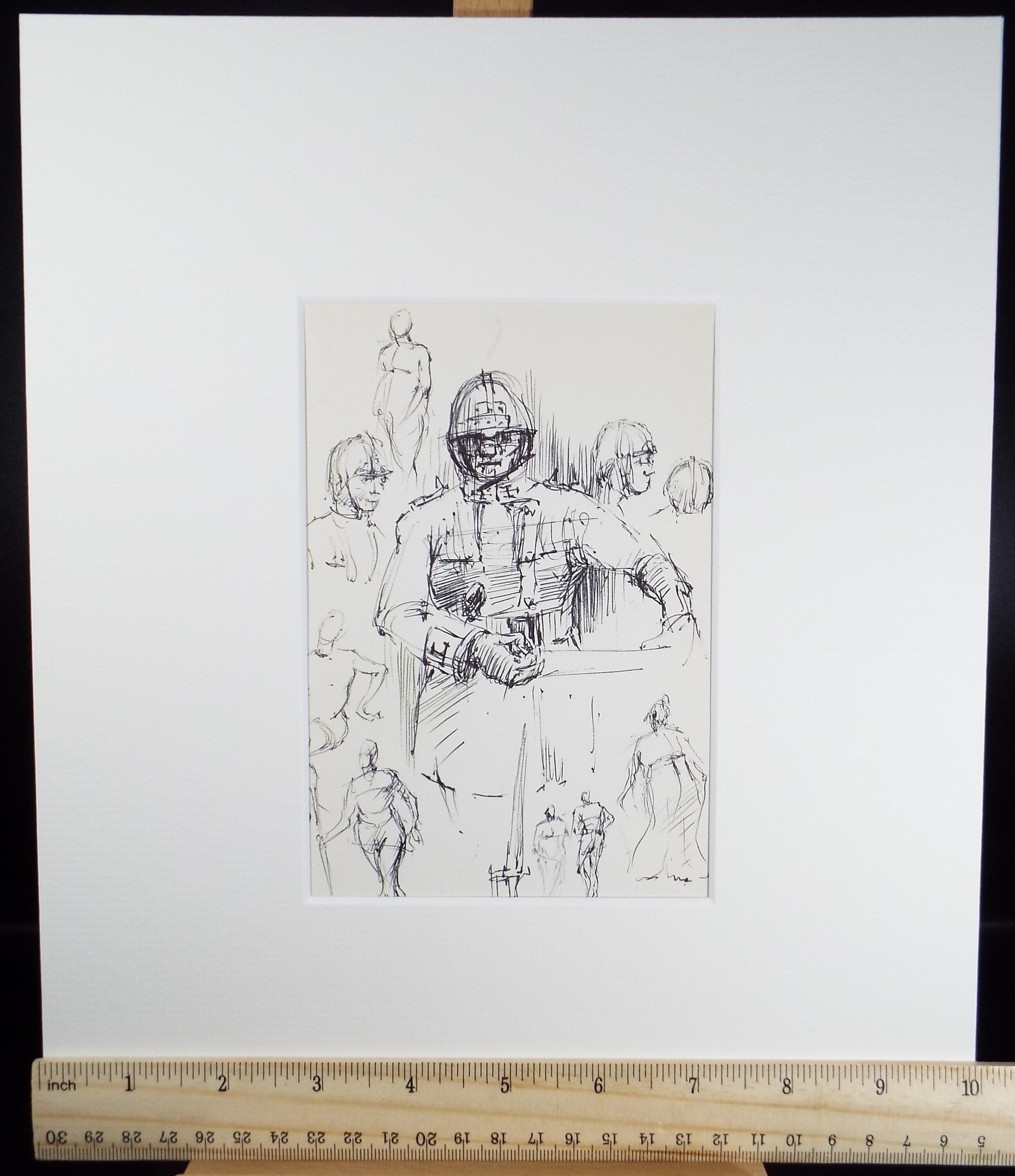 Original Pen & Ink drawing, 'Fire Fighter', Hugh McKenzie (1909-2005), Mid 20th Century