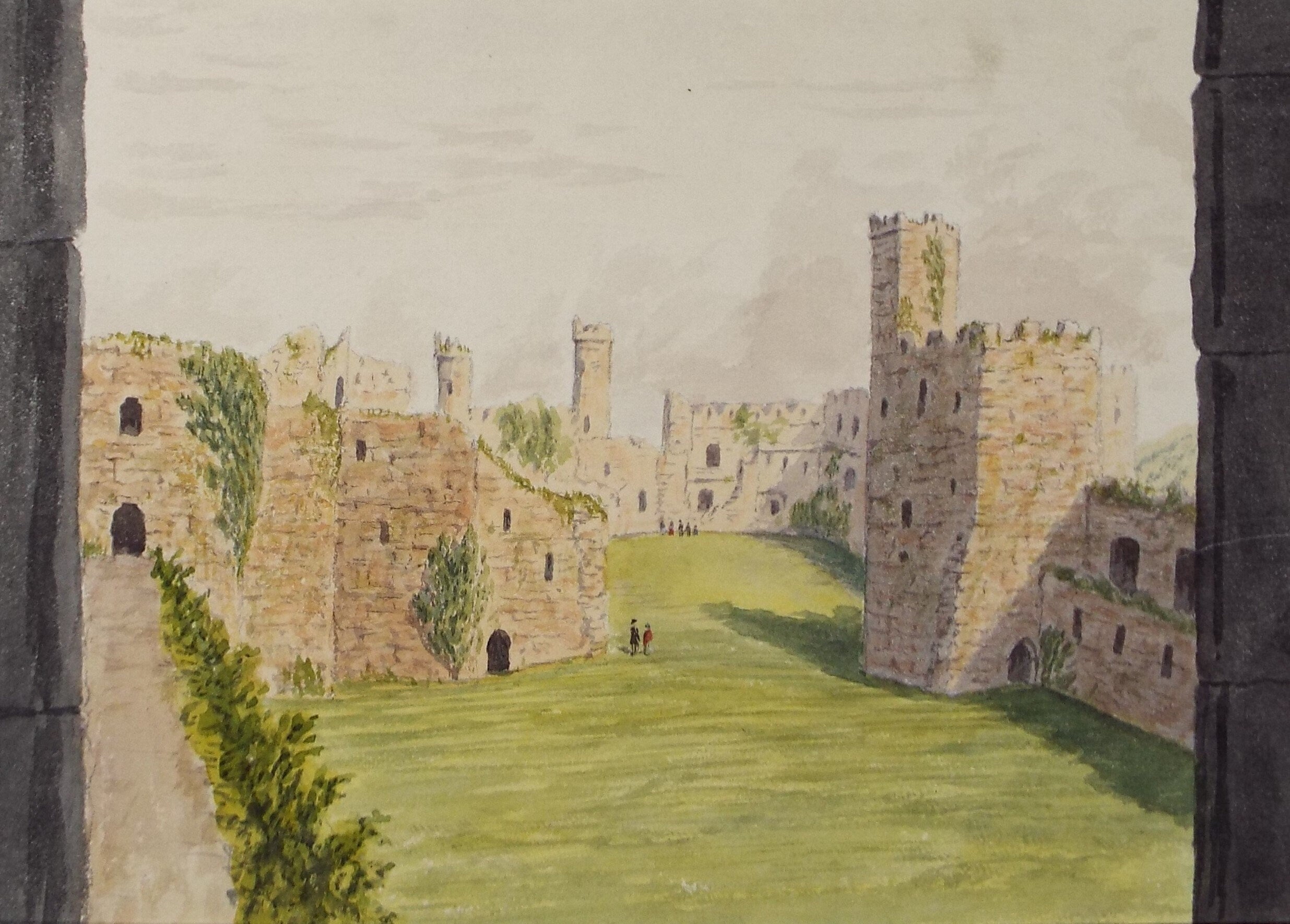 Original Watercolour, 'Castle Keep', Circa 1890, artist Unknown