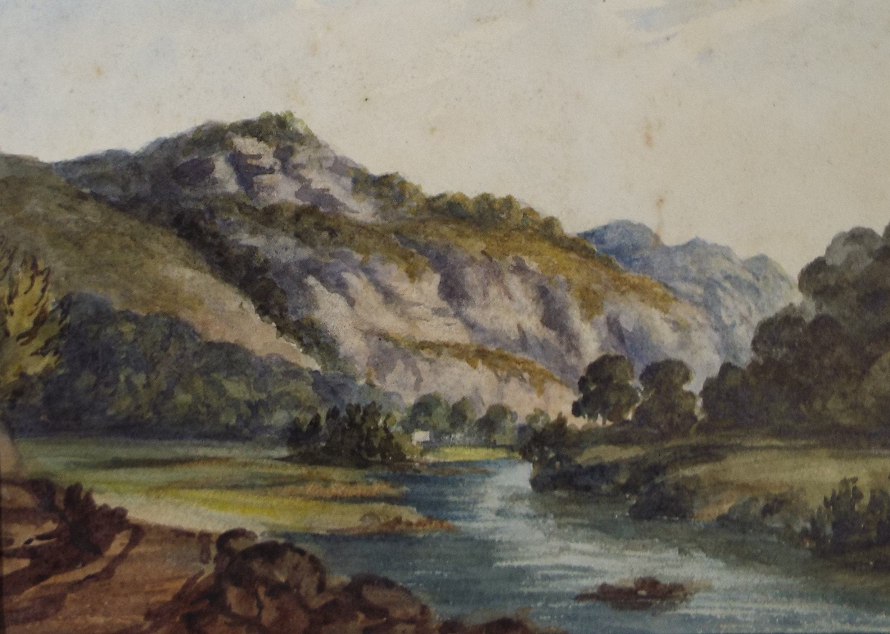 Original Watercolour, 'River Valley', Late 19th Century, Artist Unknown