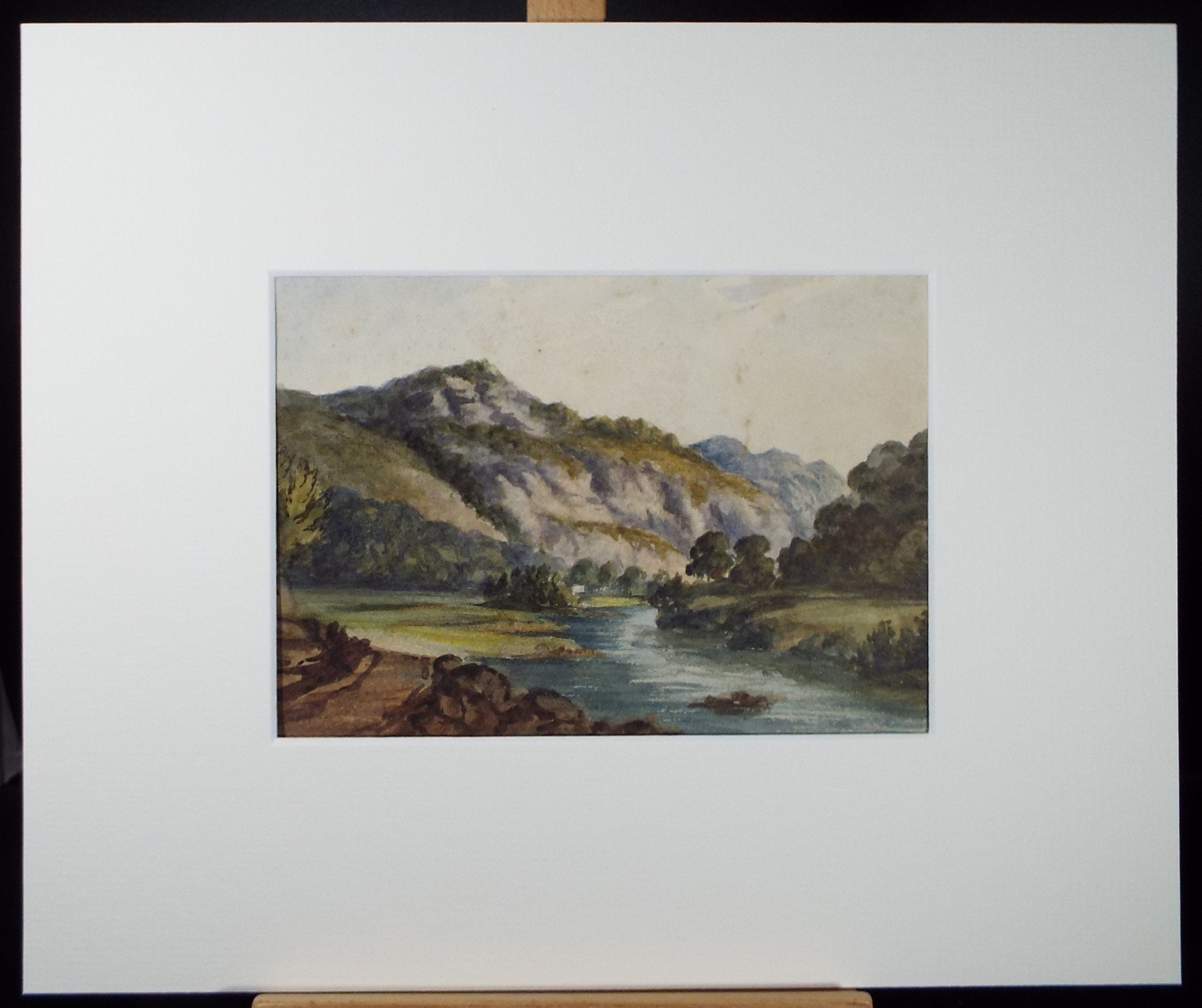 Original Watercolour, 'River Valley', Late 19th Century, Artist Unknown