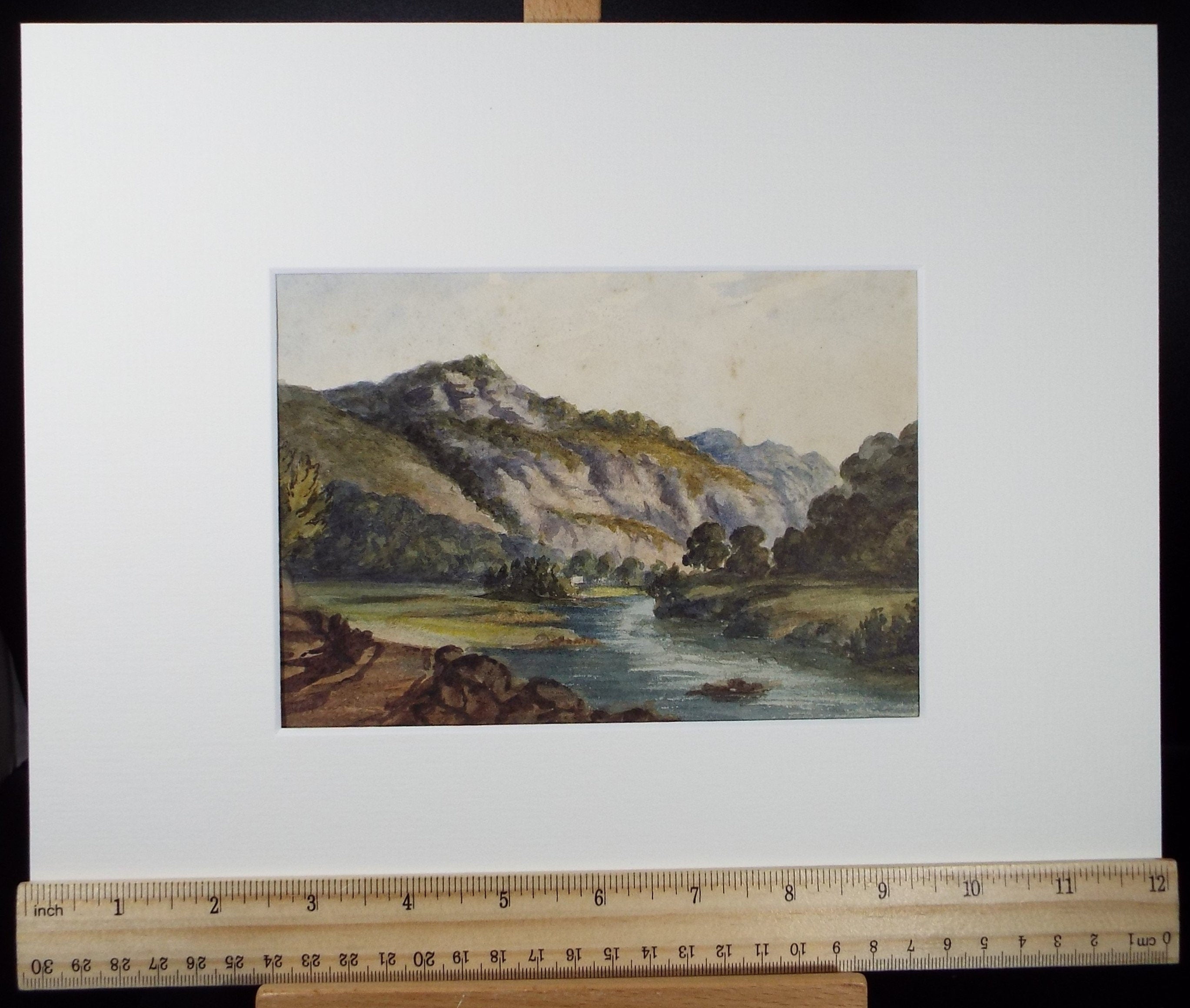 Original Watercolour, 'River Valley', Late 19th Century, Artist Unknown