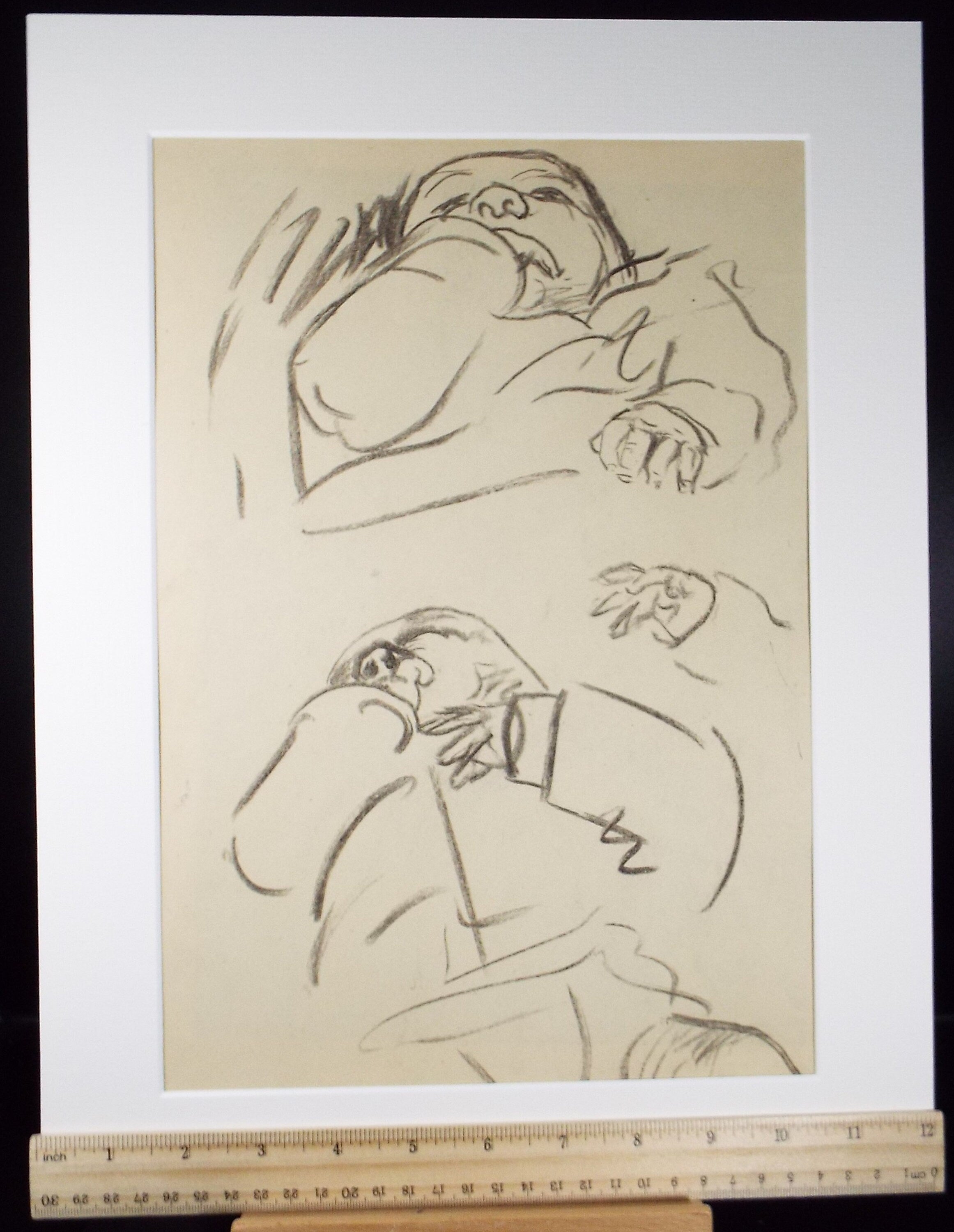 Original Conte Drawing, 'Baby Study', Leslie Duxbury ARCA (1921-2001), Circa 1970's