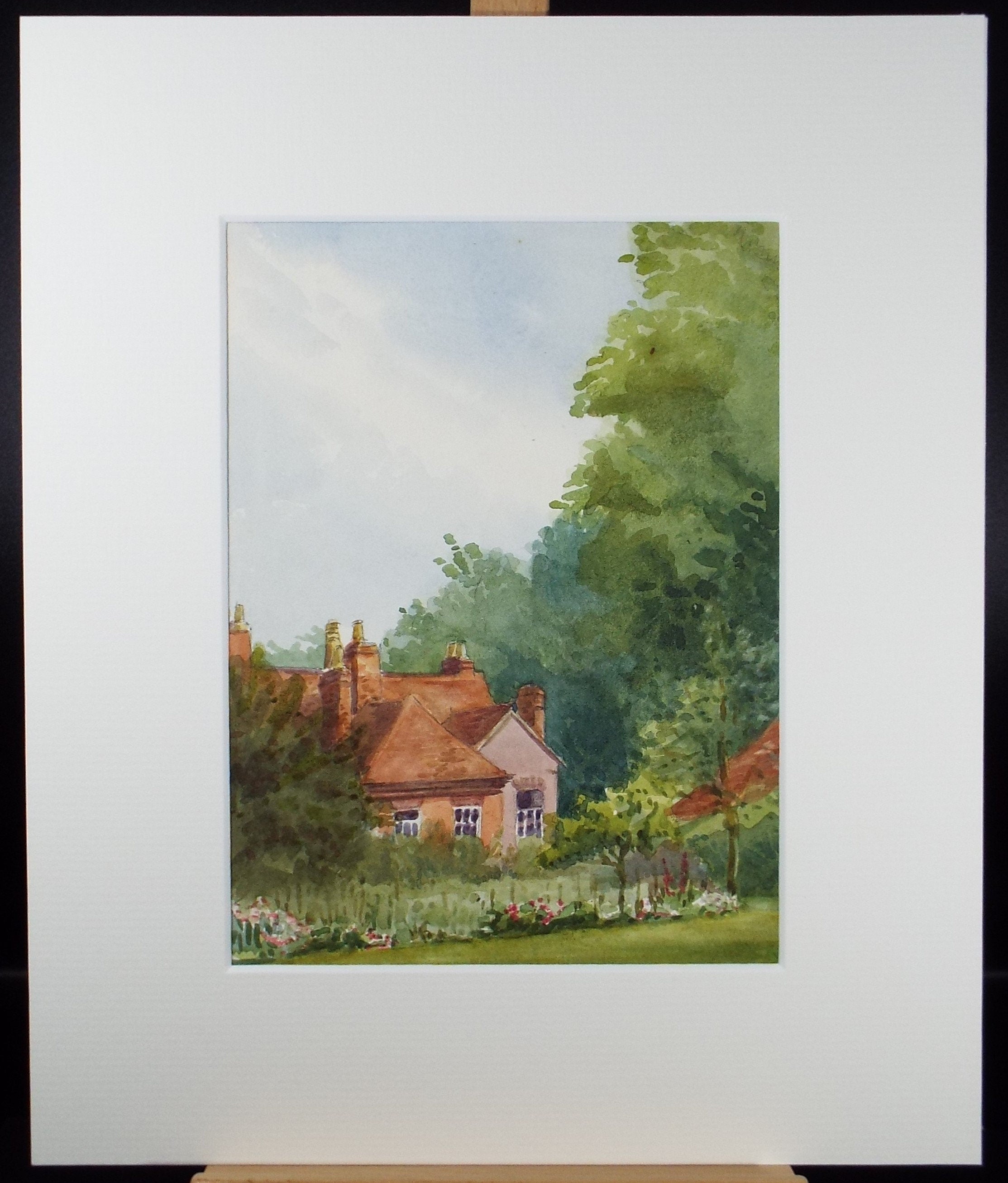 Original Watercolour, 'Country House with Garden', Circa 1890, Artist Unknown