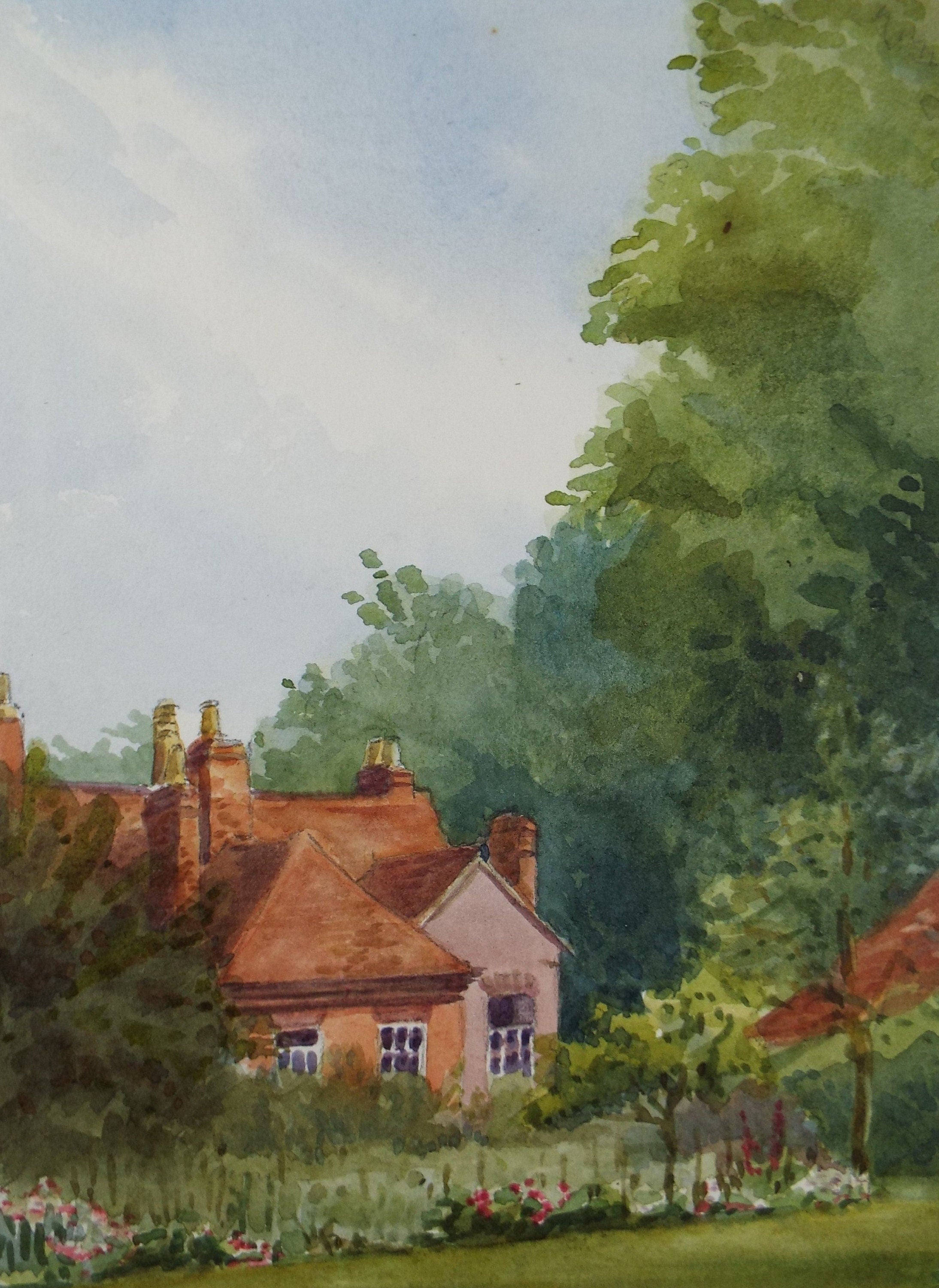 Original Watercolour, 'Country House with Garden', Circa 1890, Artist Unknown