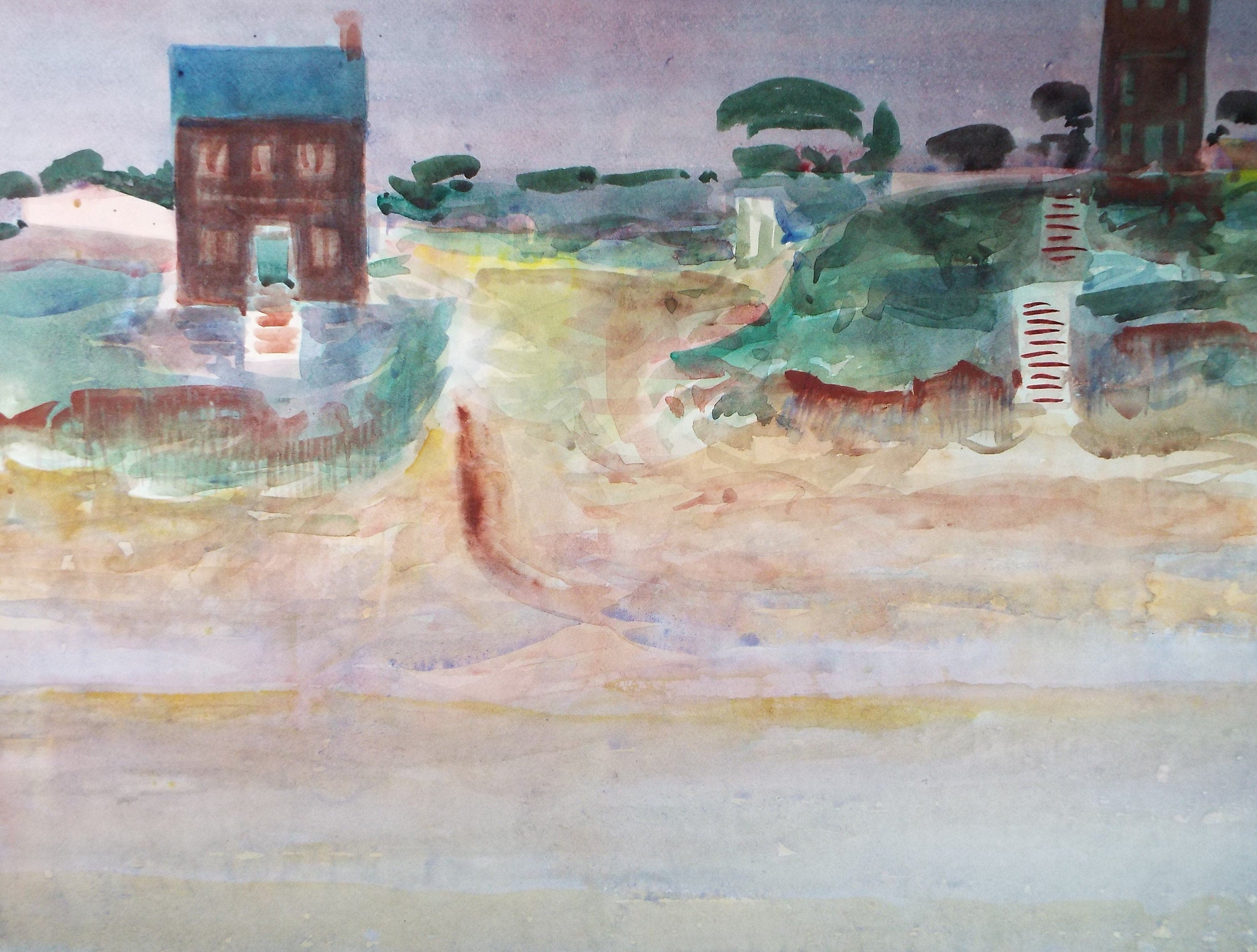 Original watercolour on paper, 'Plage Calbourg', William Crosbie (1915-1999)