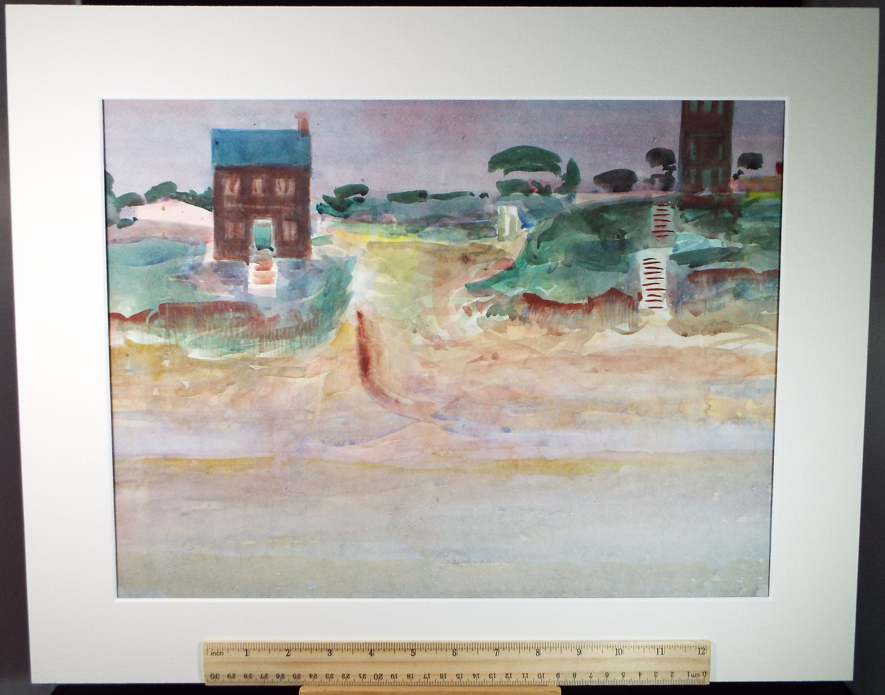 Original watercolour on paper, 'Plage Calbourg', William Crosbie (1915-1999)