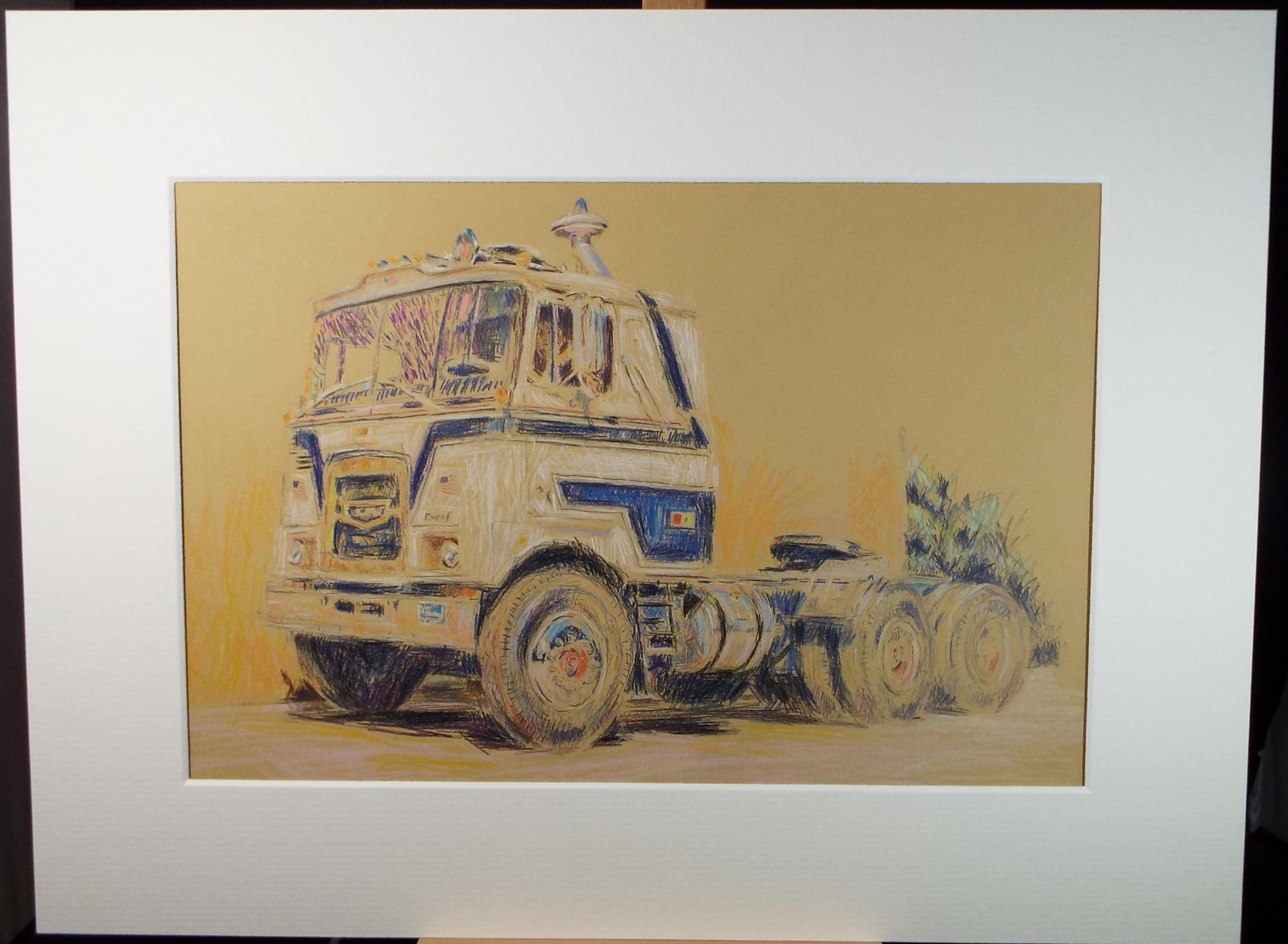 Original Pencil drawing '1970's Tractor Unit, Roger Alsop, 1970's