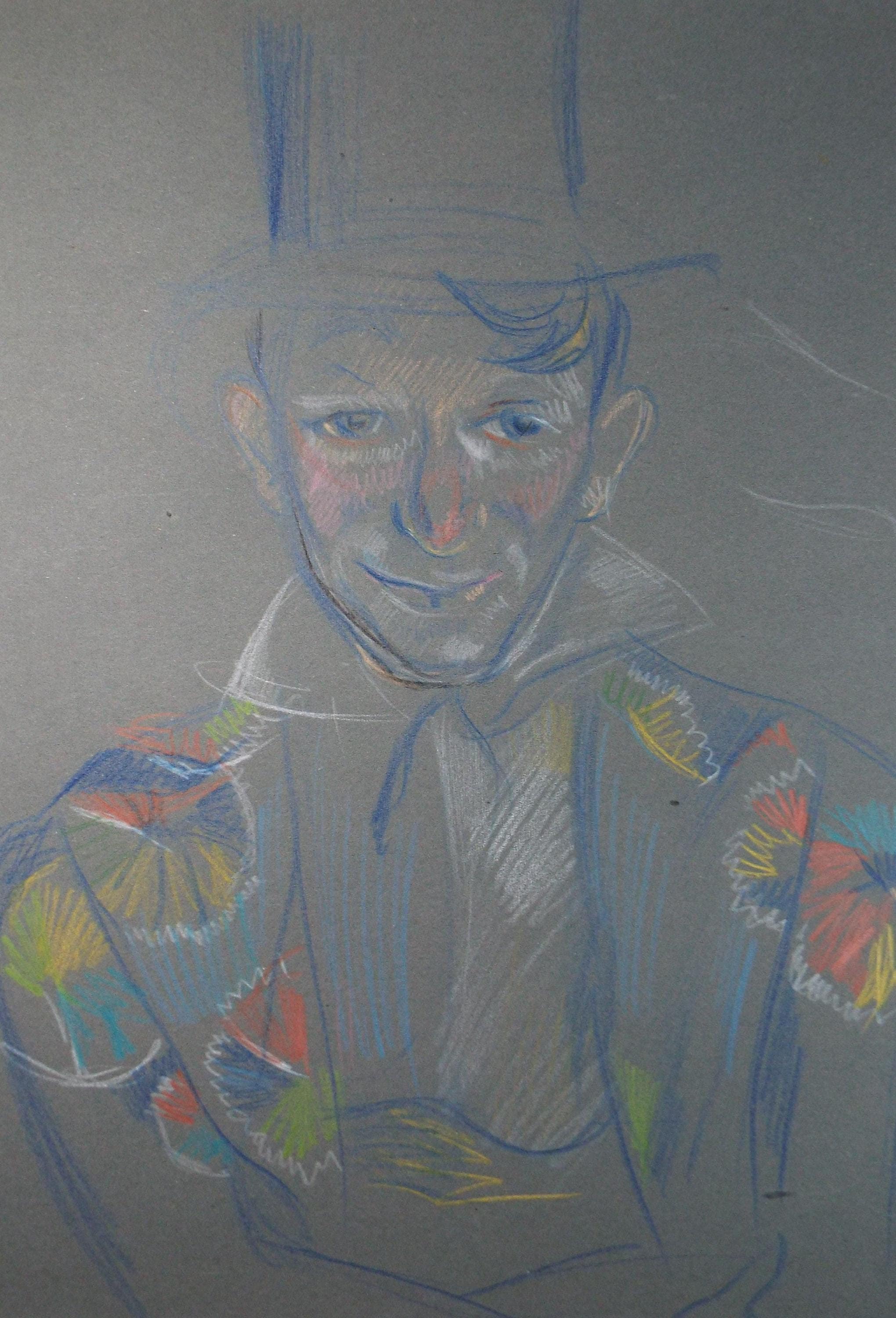 Original Pastel Drawing, 'Circus Ringmaster', c1950s, Athene Andrade (1908-1973)