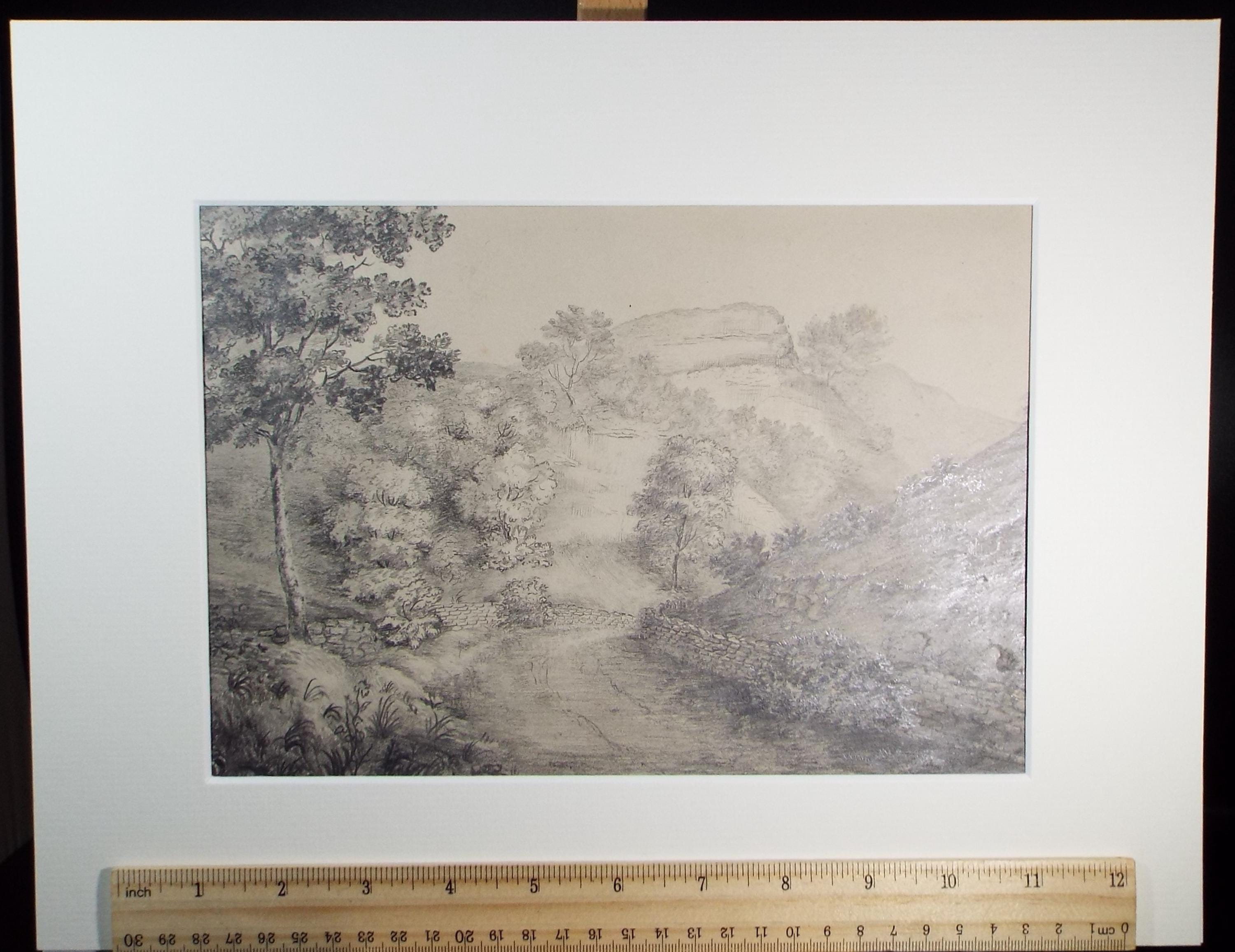 Original Pencil Drawing, 'Brassington Tors', Dated 1831, artist unknown