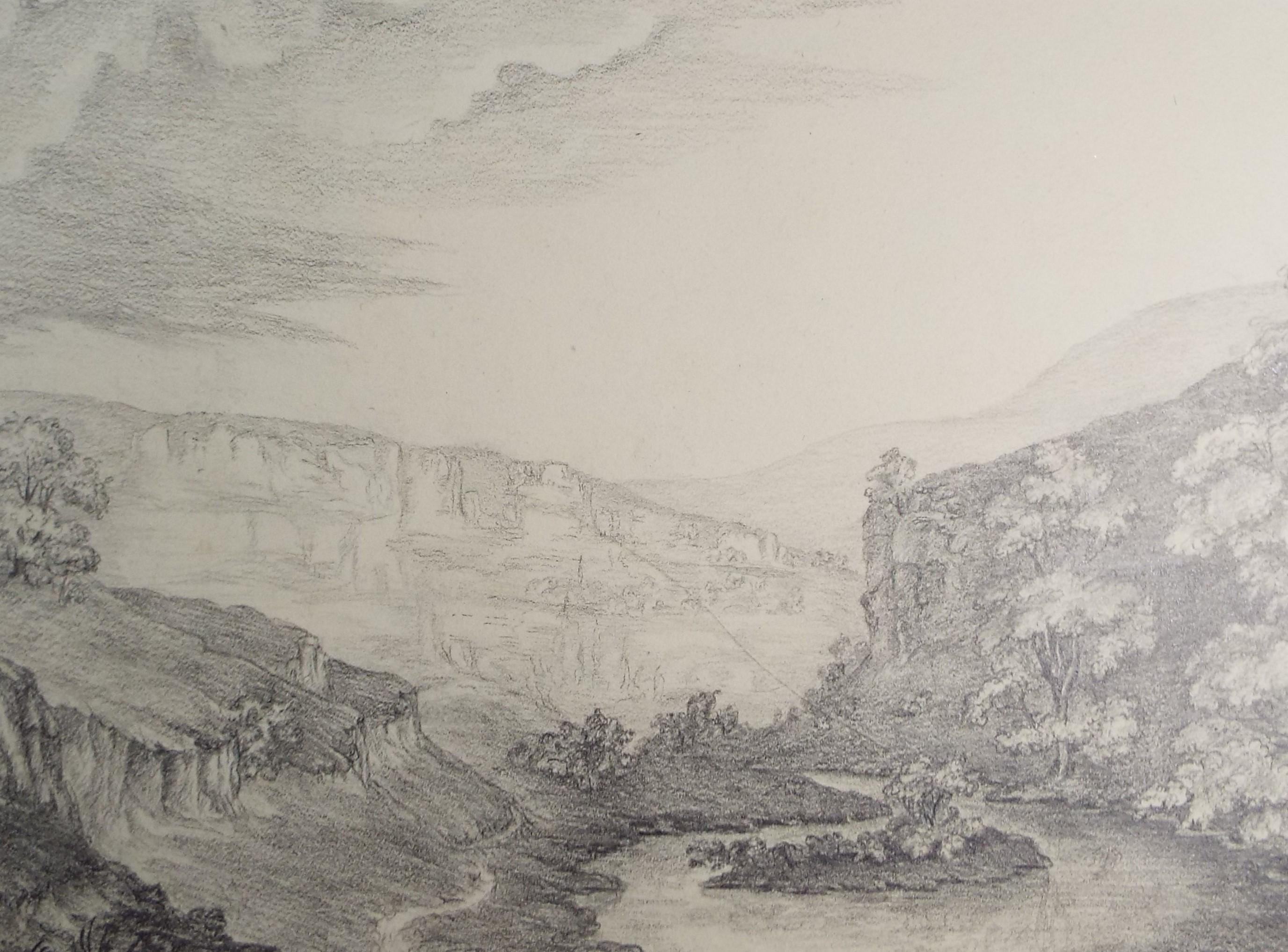 Original Pencil Drawing, 'Miller's Dale', Dated 1820, artist unknown