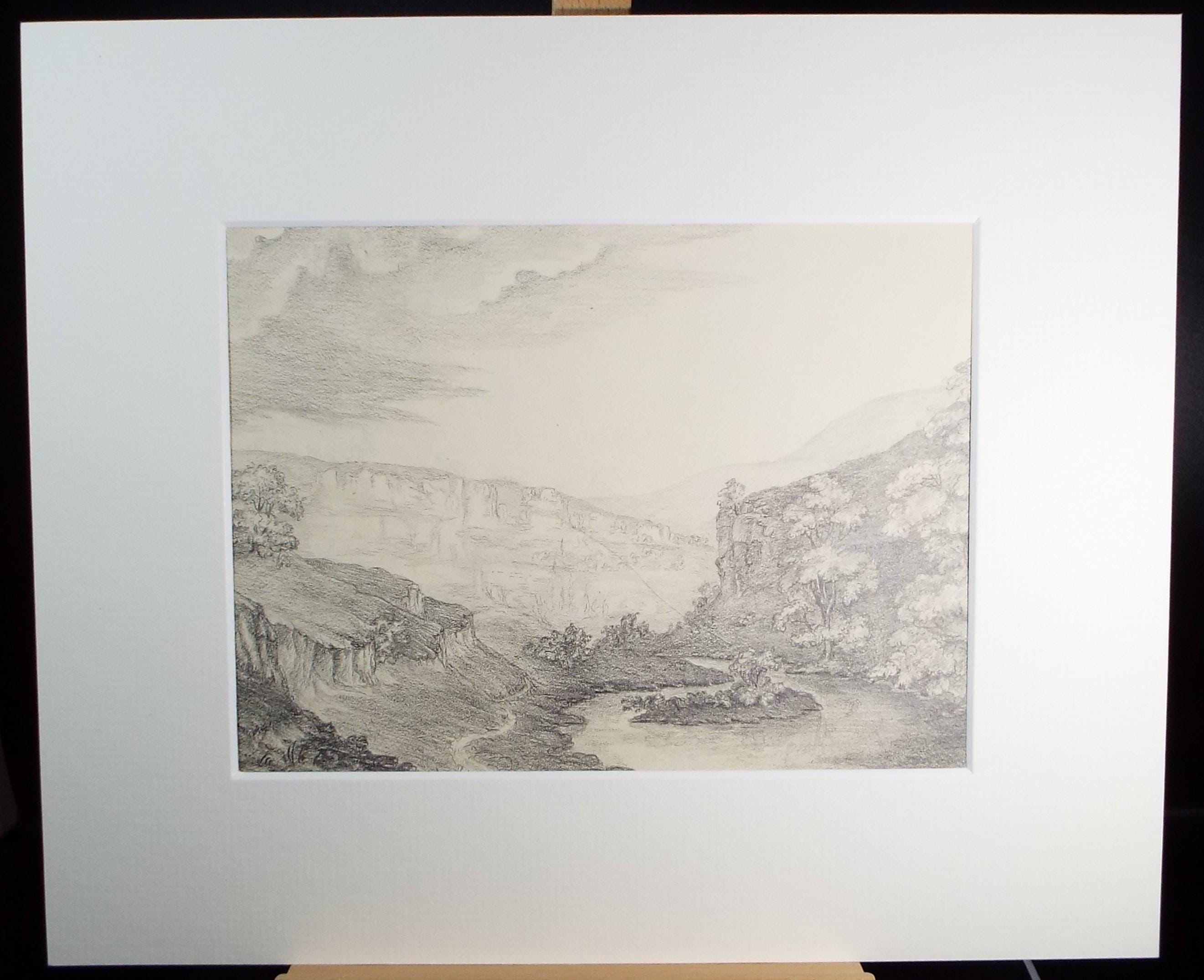 Original Pencil Drawing, 'Miller's Dale', Dated 1820, artist unknown