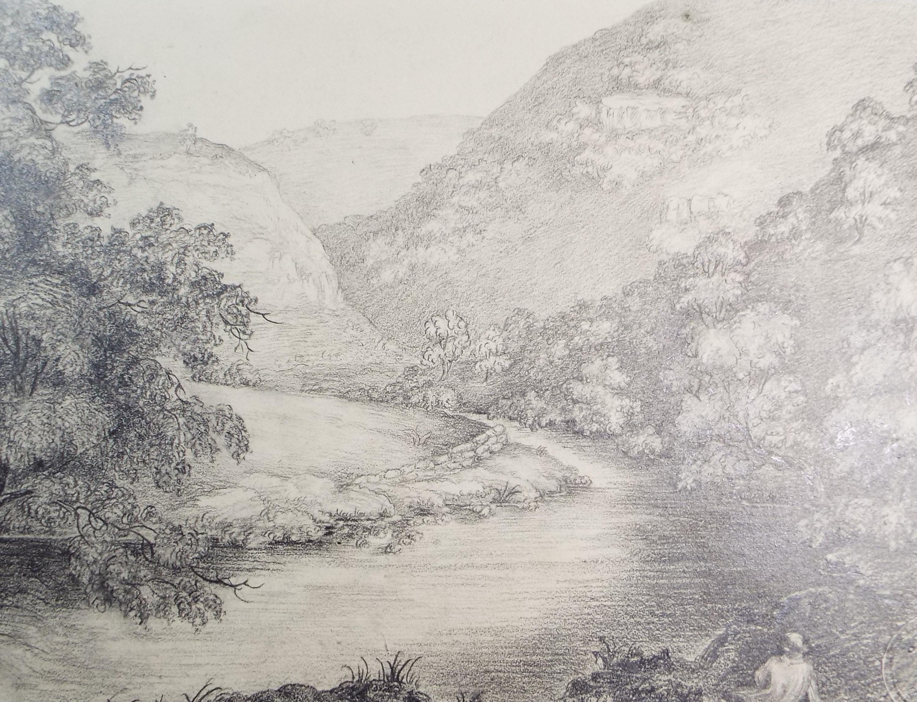 Original Pencil Drawing, 'Monsal Dale', Dated 1820, artist unknown