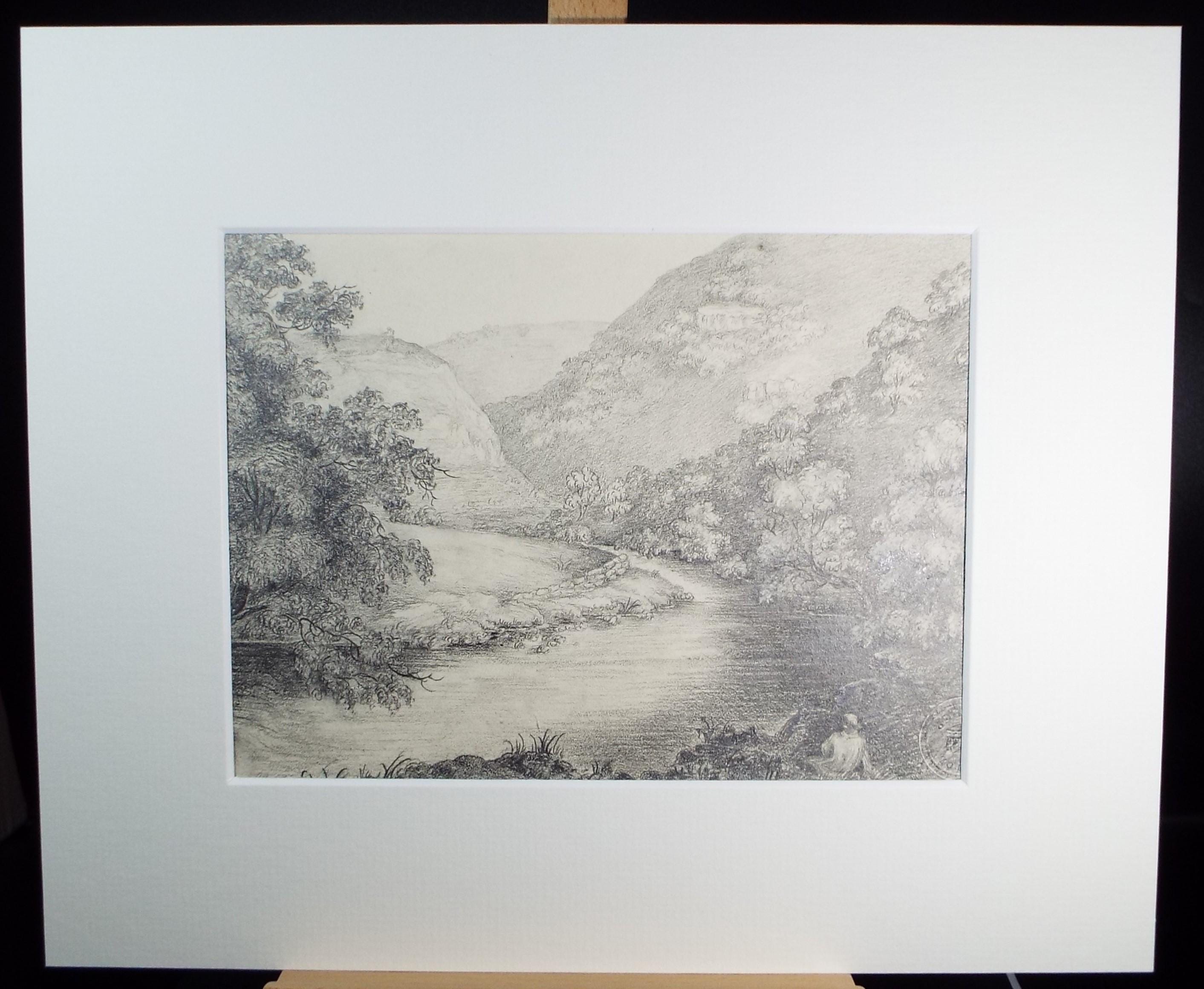 Original Pencil Drawing, 'Monsal Dale', Dated 1820, artist unknown