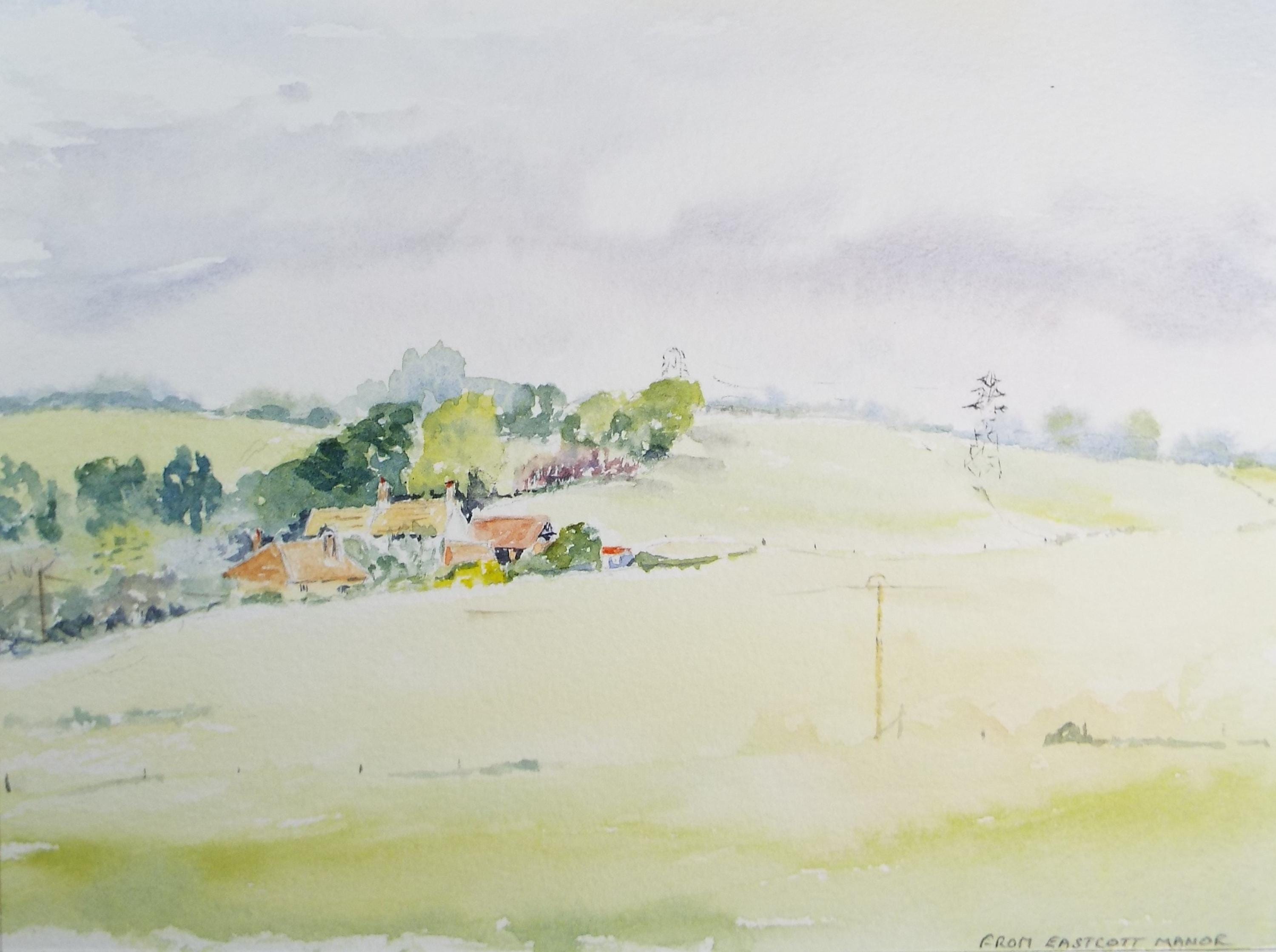 Original Watercolour, 'View from Eastcott Manor', 1990's, Unknown artist