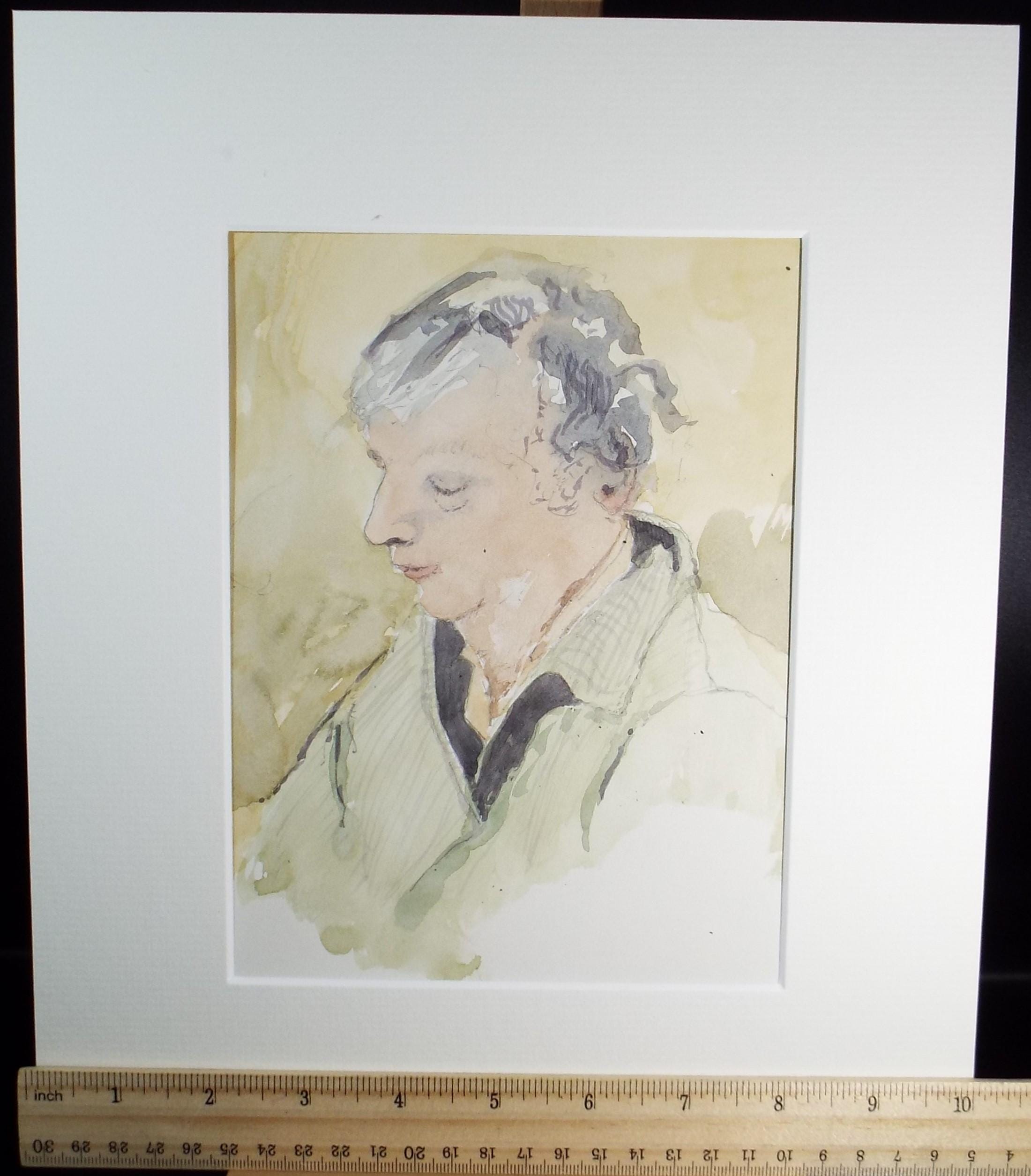 Original Watercolour,'Portrait of a Woman', Artist Unknown, circa 1980's